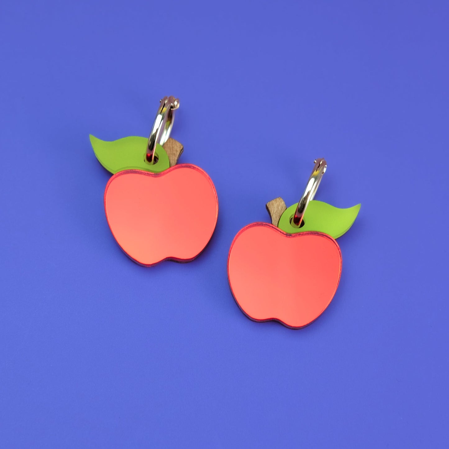 Cute lightweight apple earrings with gold-filled hoops