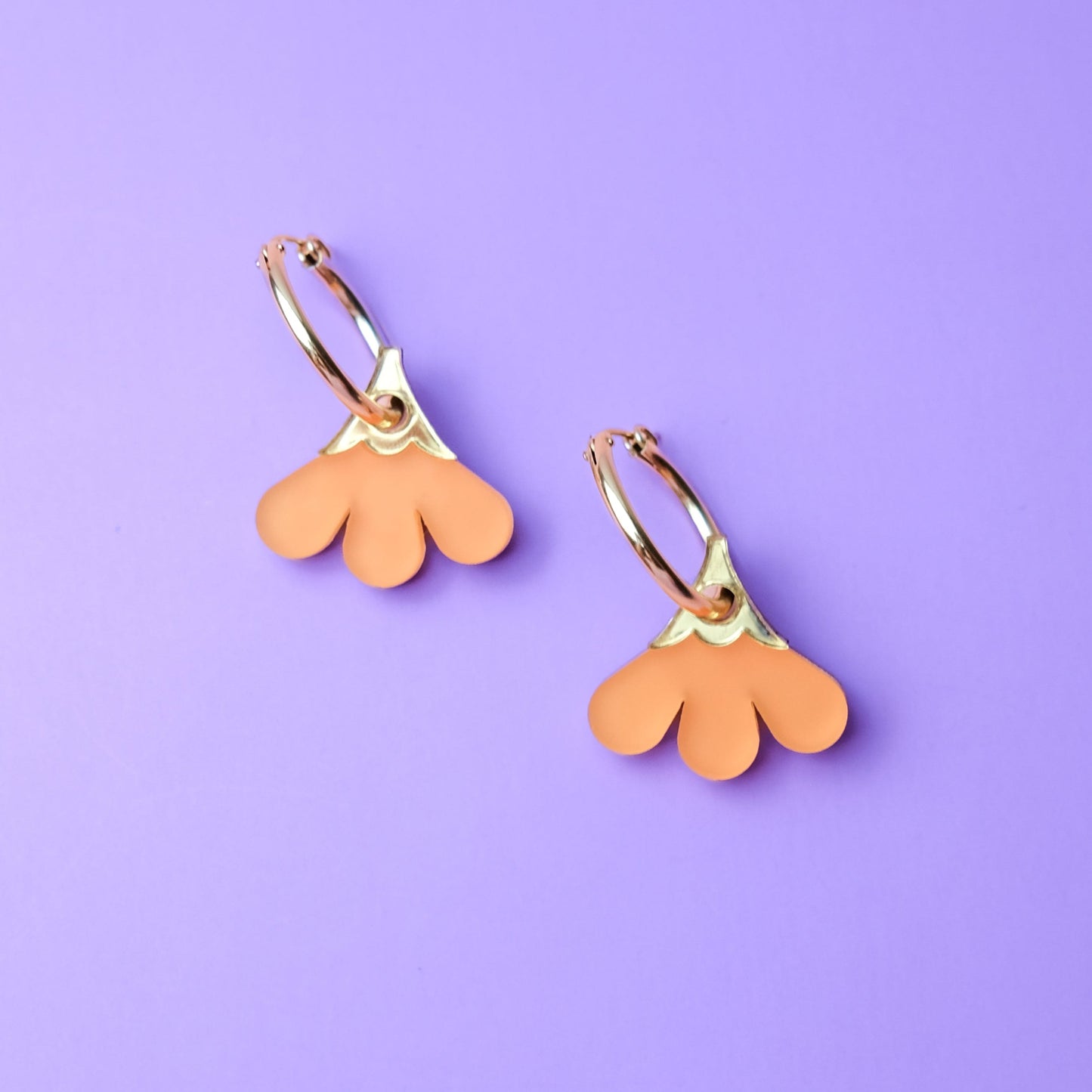 Cute and dainty Baby daisy gold-filled hoop earrings #color_orange