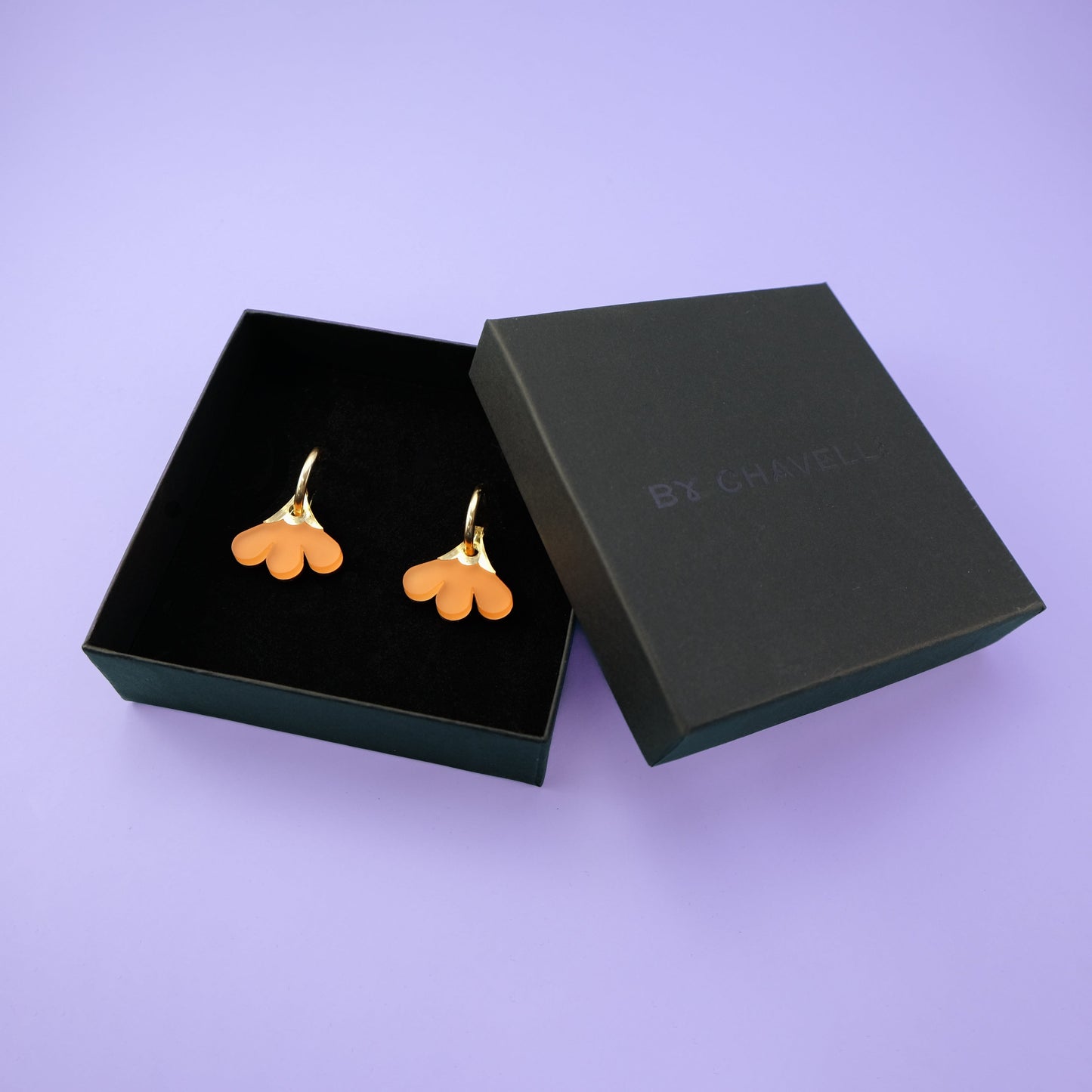 Cute and dainty Baby daisy gold-filled hoop earrings #color_orange