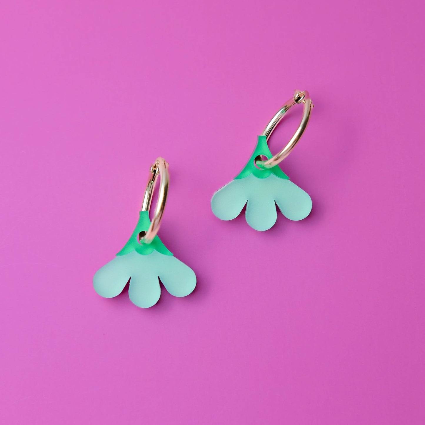 Cute and dainty Baby daisy gold-filled hoop earrings #color_light-green