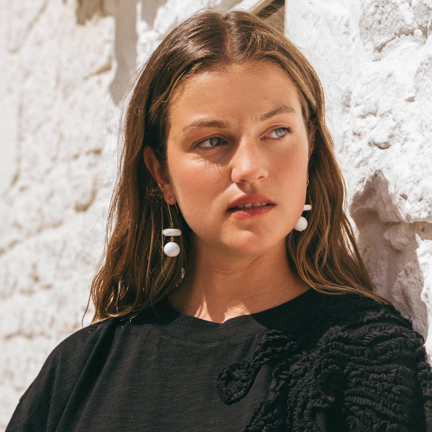 versatile, every day handmade bead dangle statement earrings #color_granite