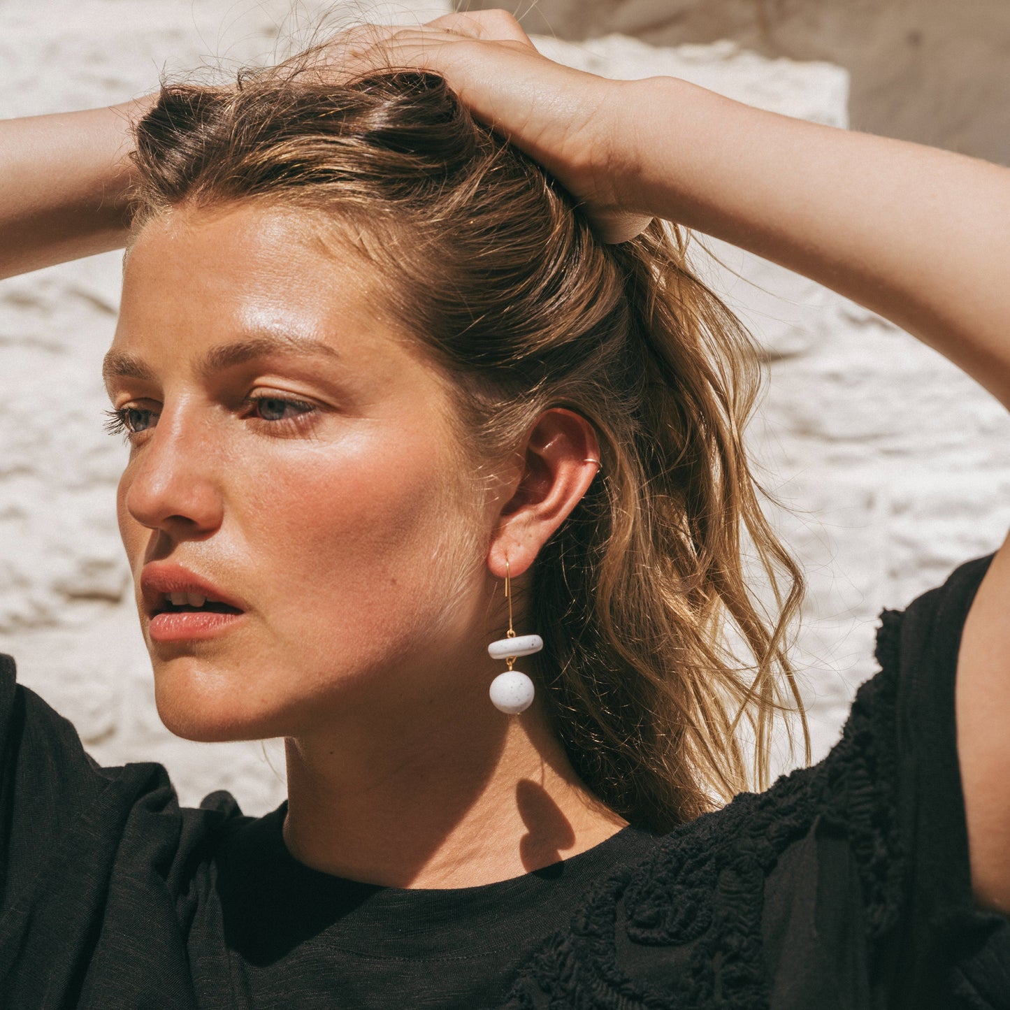 versatile, every day handmade bead dangle statement earrings #color_granite