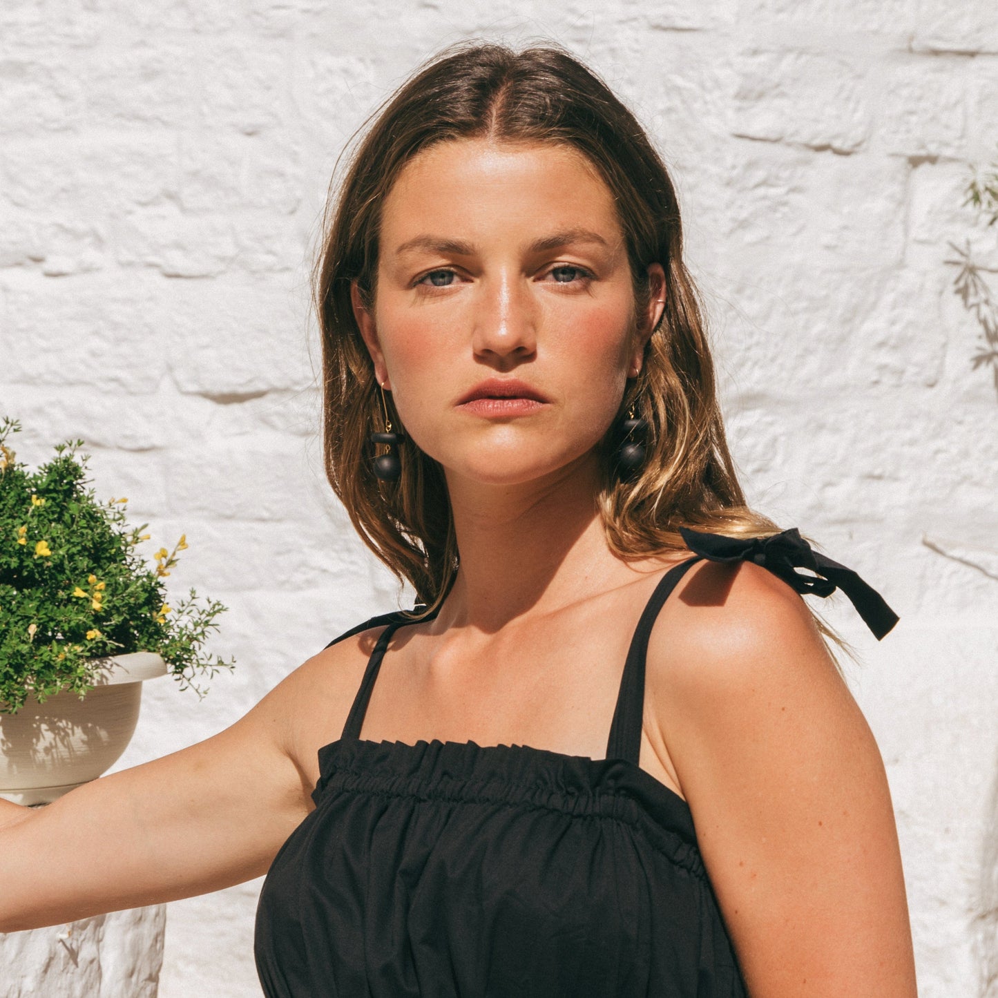 versatile, every day handmade bead dangle statement earrings #color_black