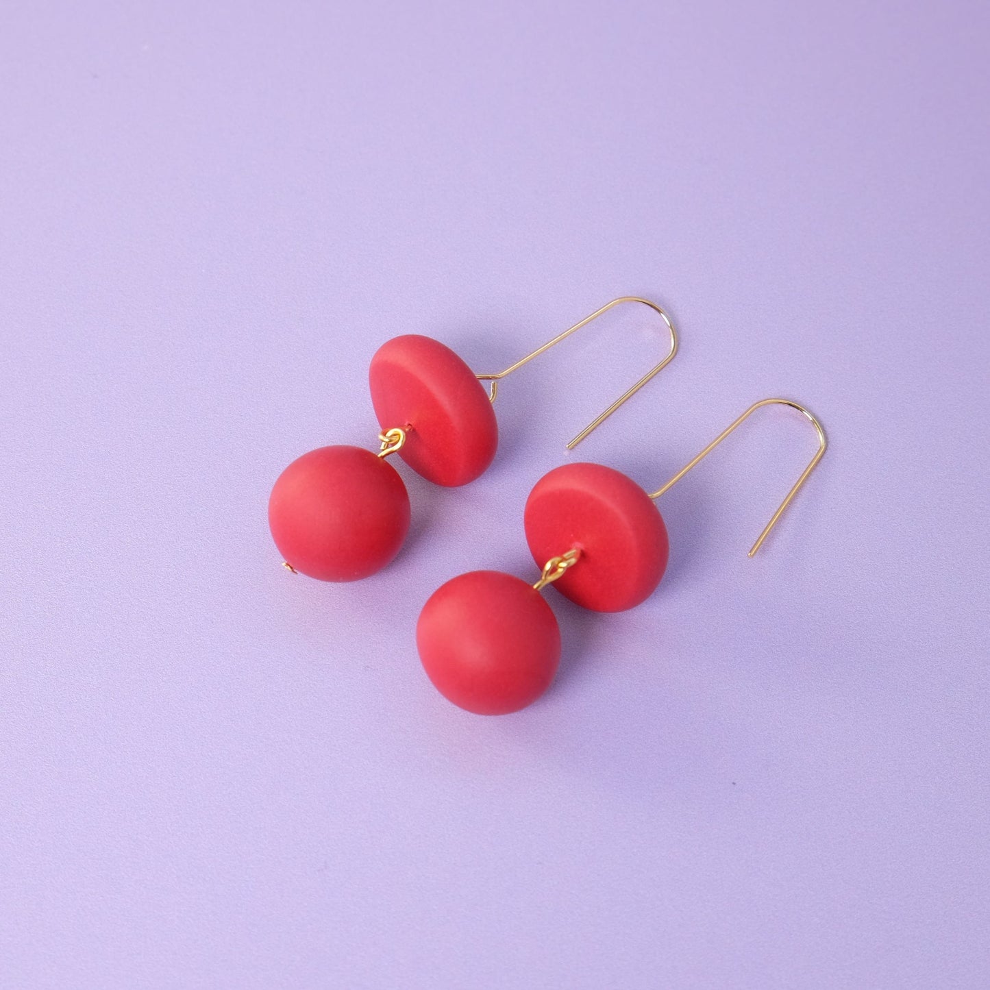 versatile, every day handmade bead dangle statement earrings #color_red