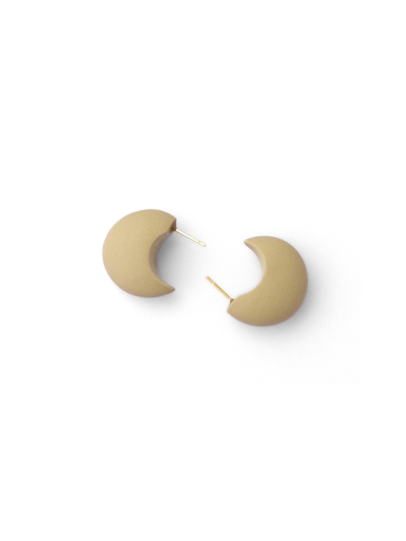 Chubby Crescent Huggie Studs: matte, chunky, ultra light #color_taupe
