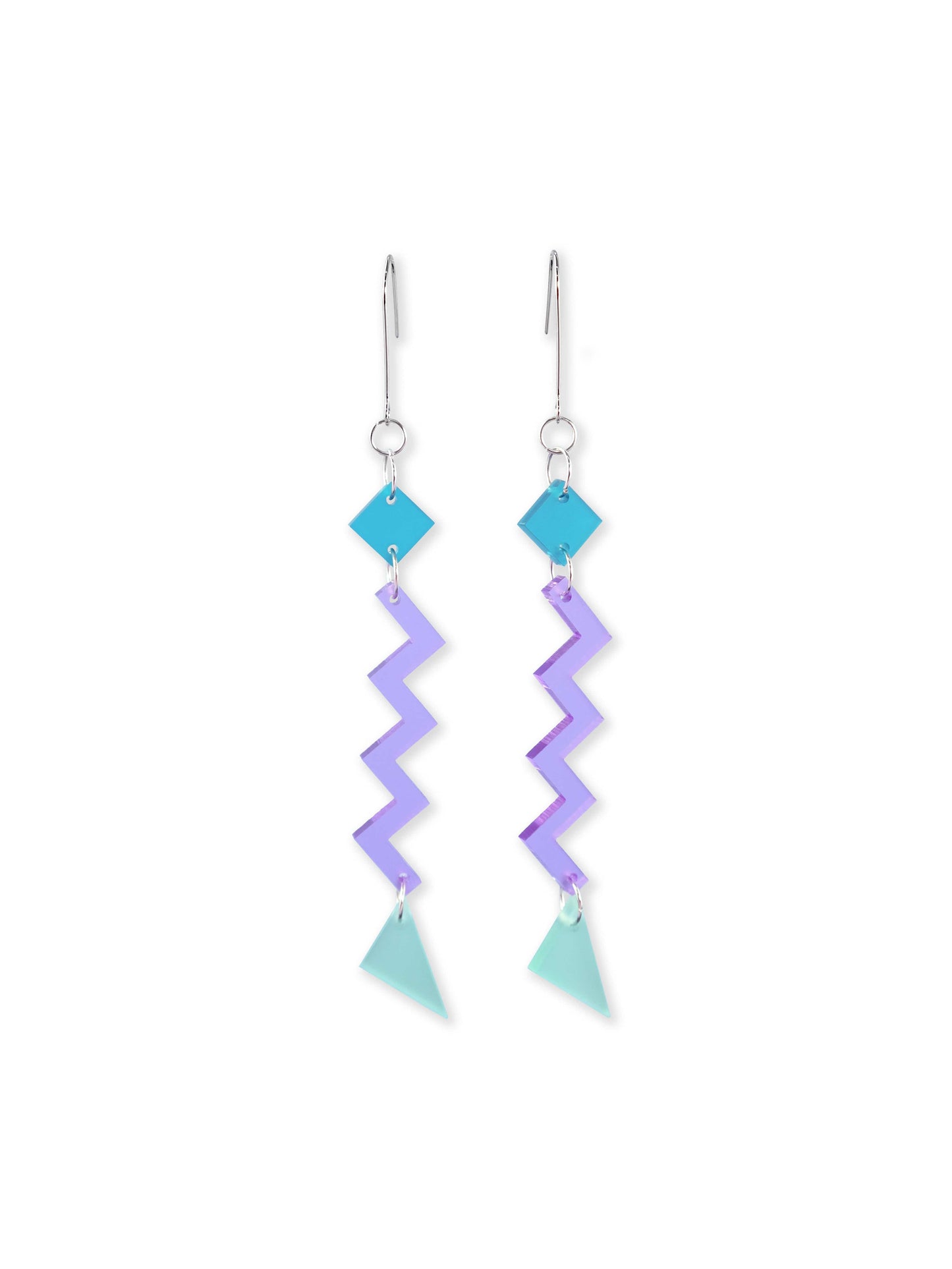 Fun and funky statement Geometric Zig Zag dangly Earrings with a retro vibe #color_90s