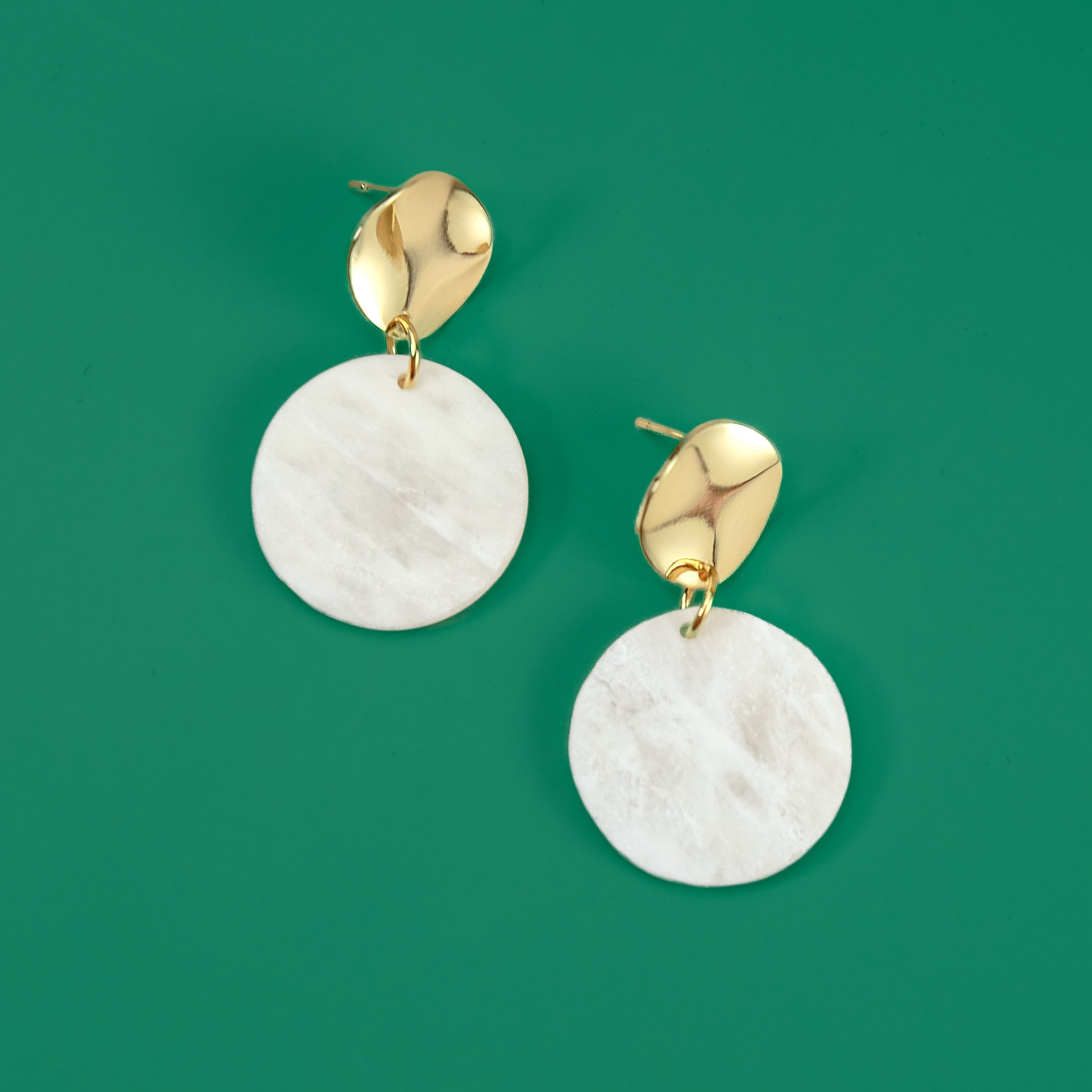 Gina Dangly Earrings in Forest Marble green #color_white-translucent-marble