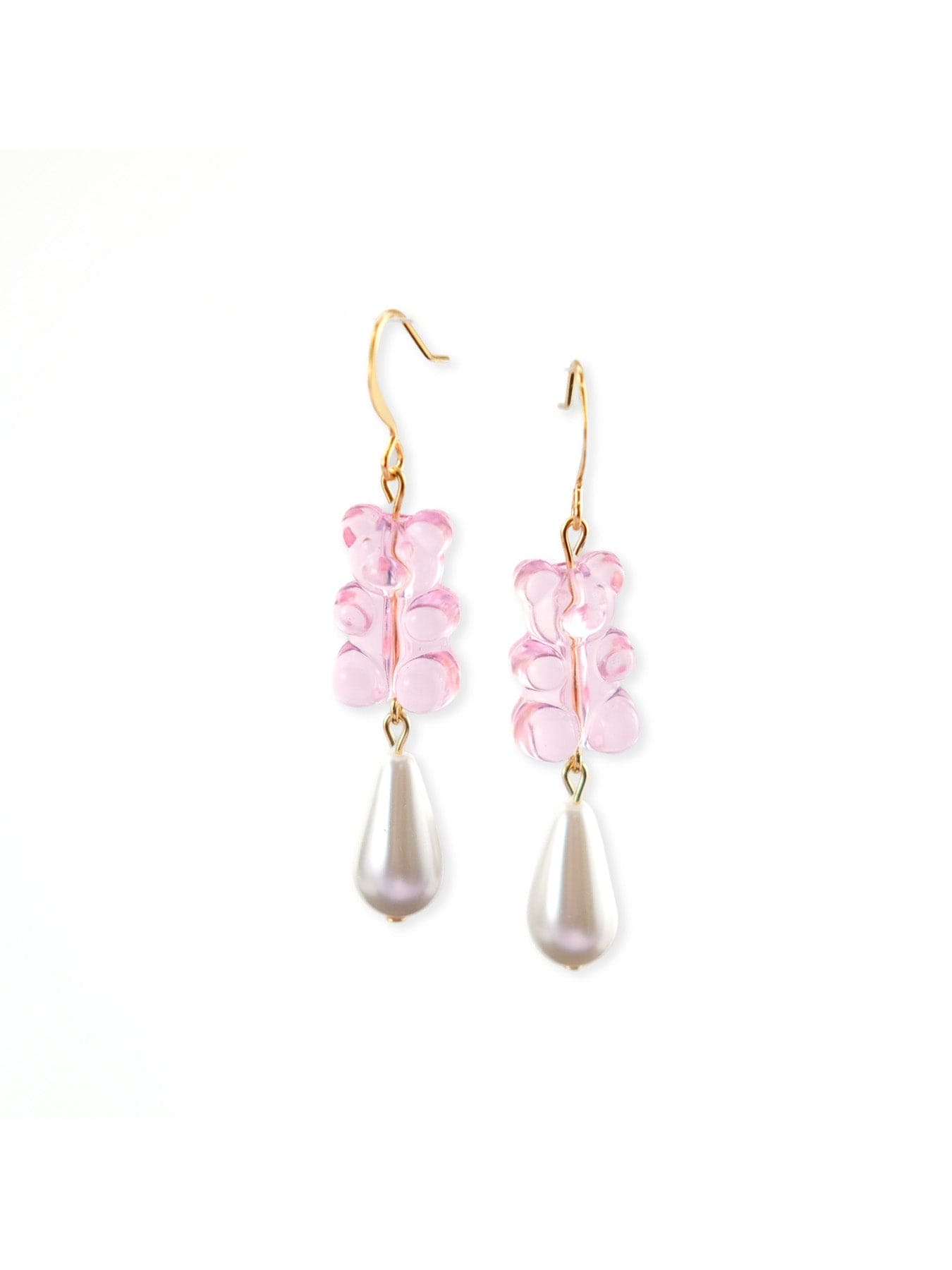 Whimsical gummy bear drops, pastel pink tone with elegant pearly accents for dressed-up fun #color_baby_pink