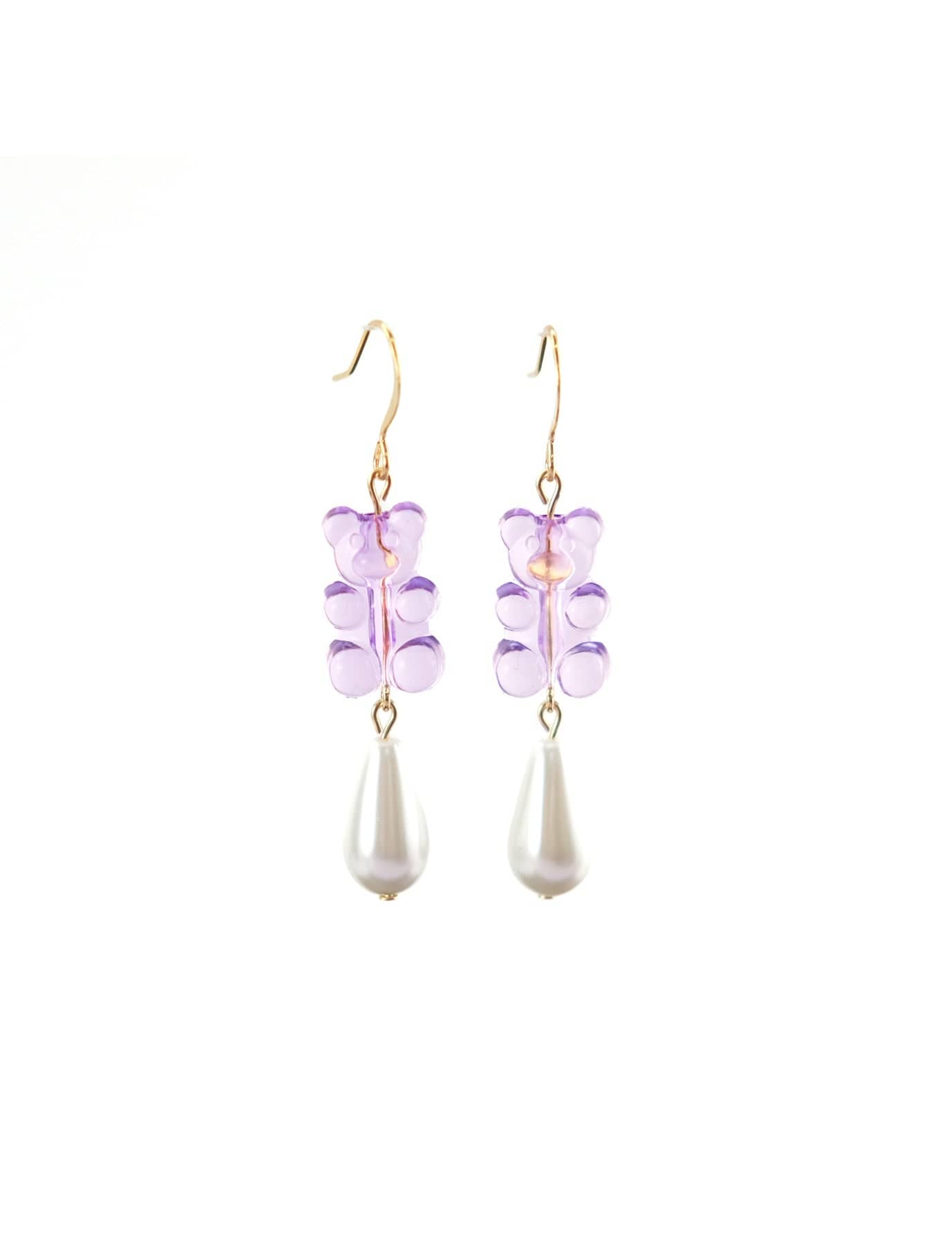 Translucent lavender gummy bear charms finished with a glossy teardrop pearl #color_lavender