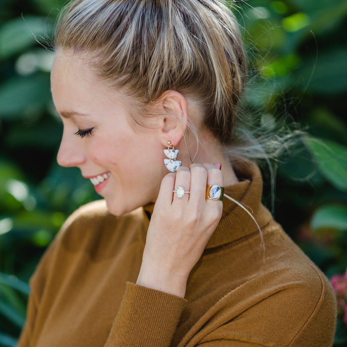 Hammered Ring #color_forest-marble