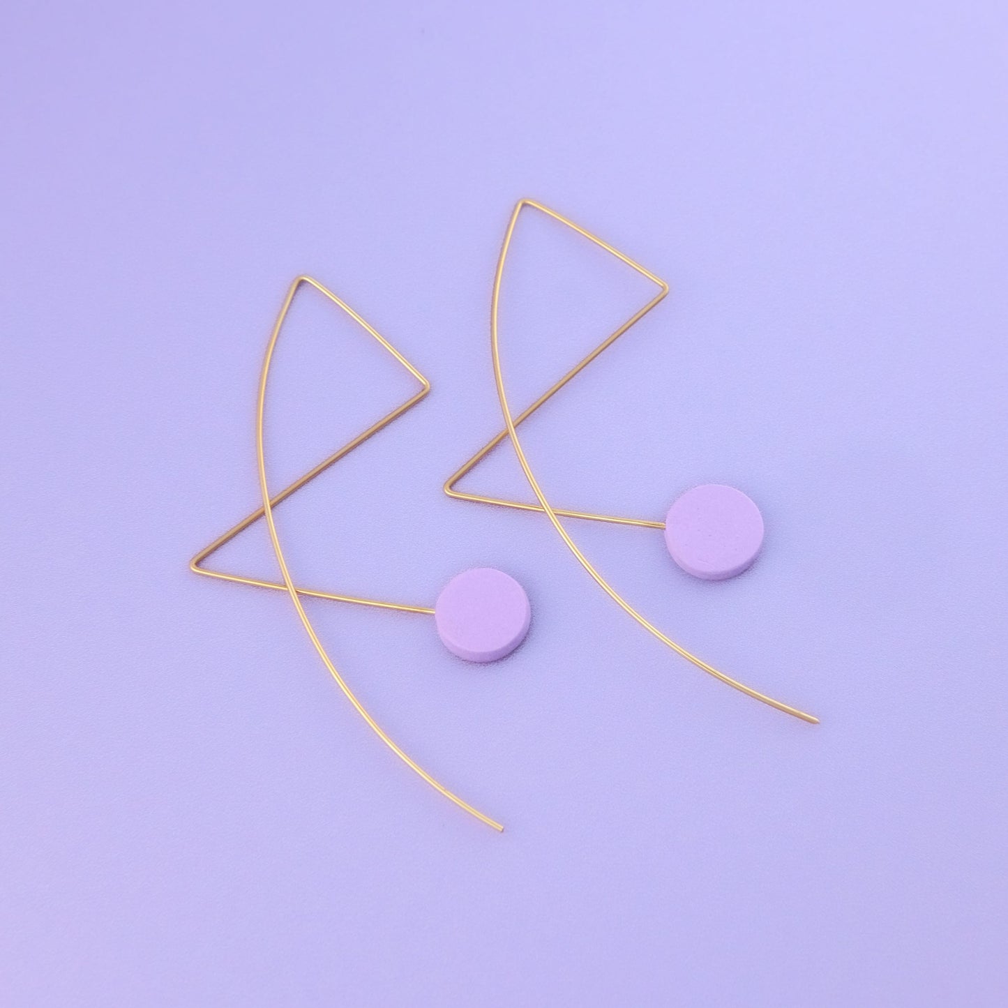 Abstract art Kandinsky inspired wire line earrings in lavender #color_lavender