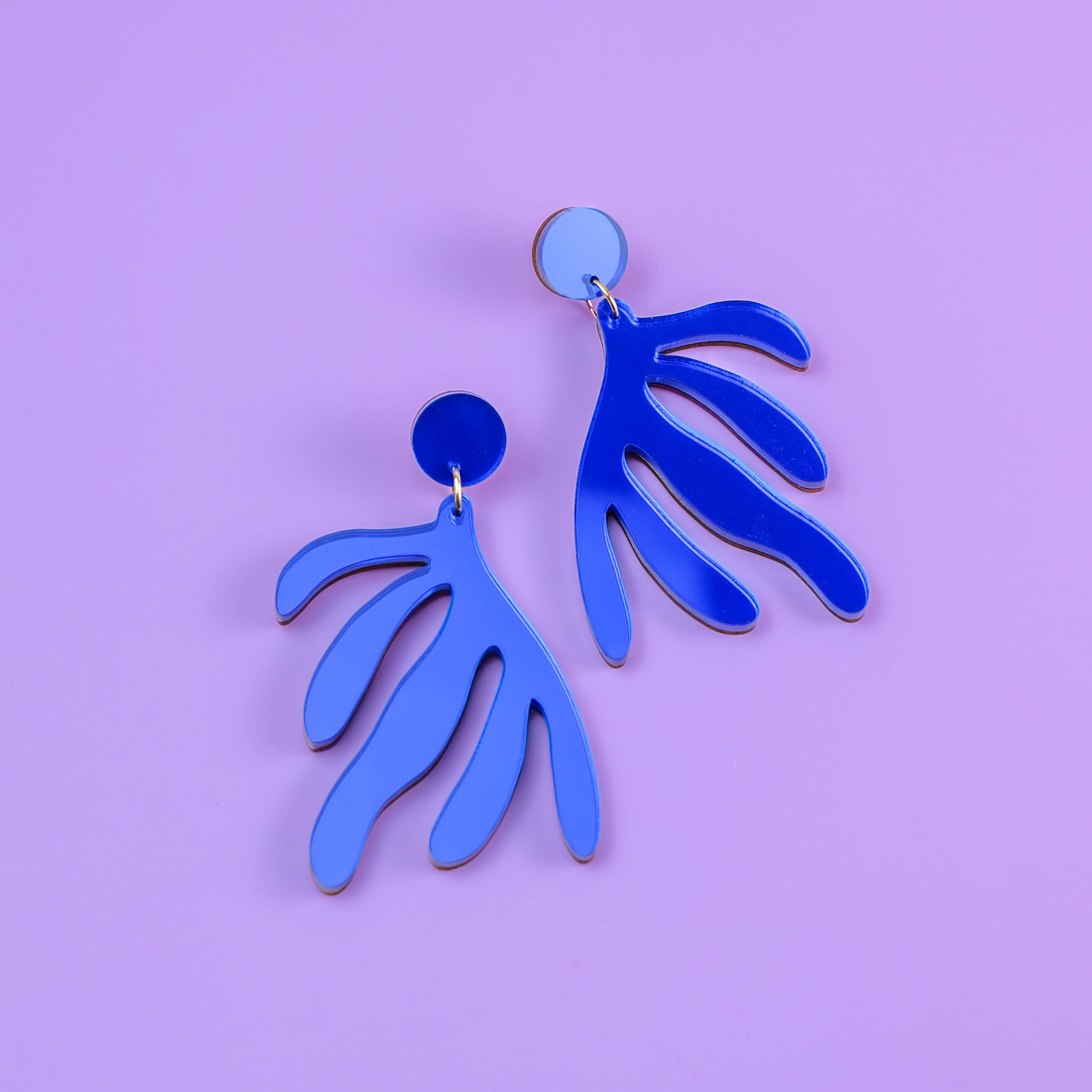 Matisse dangly statement earrings in mirrored blue acrylic #color_blue