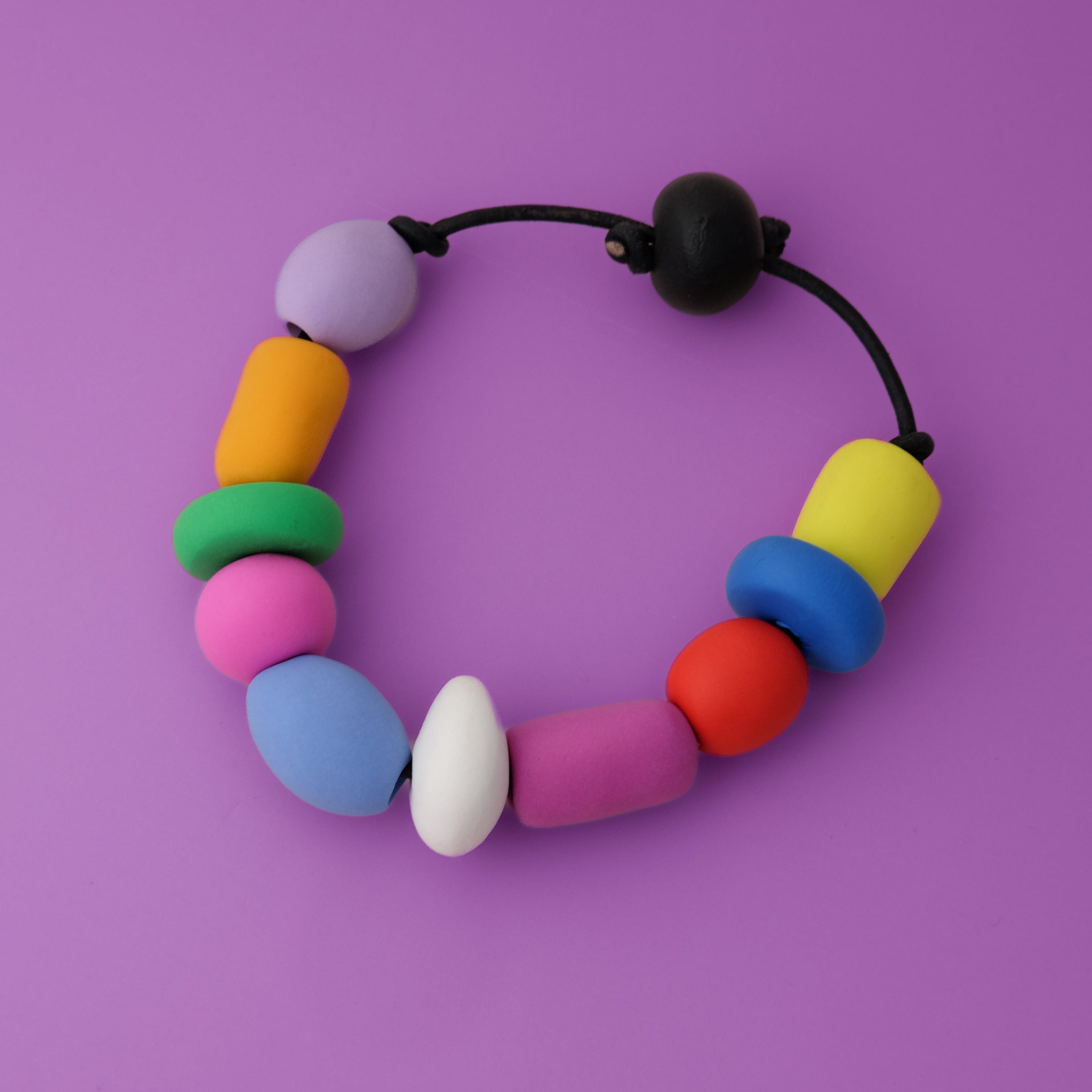 Hand-made mixed beaded bracelet with multi-colored colorful chunky beads!