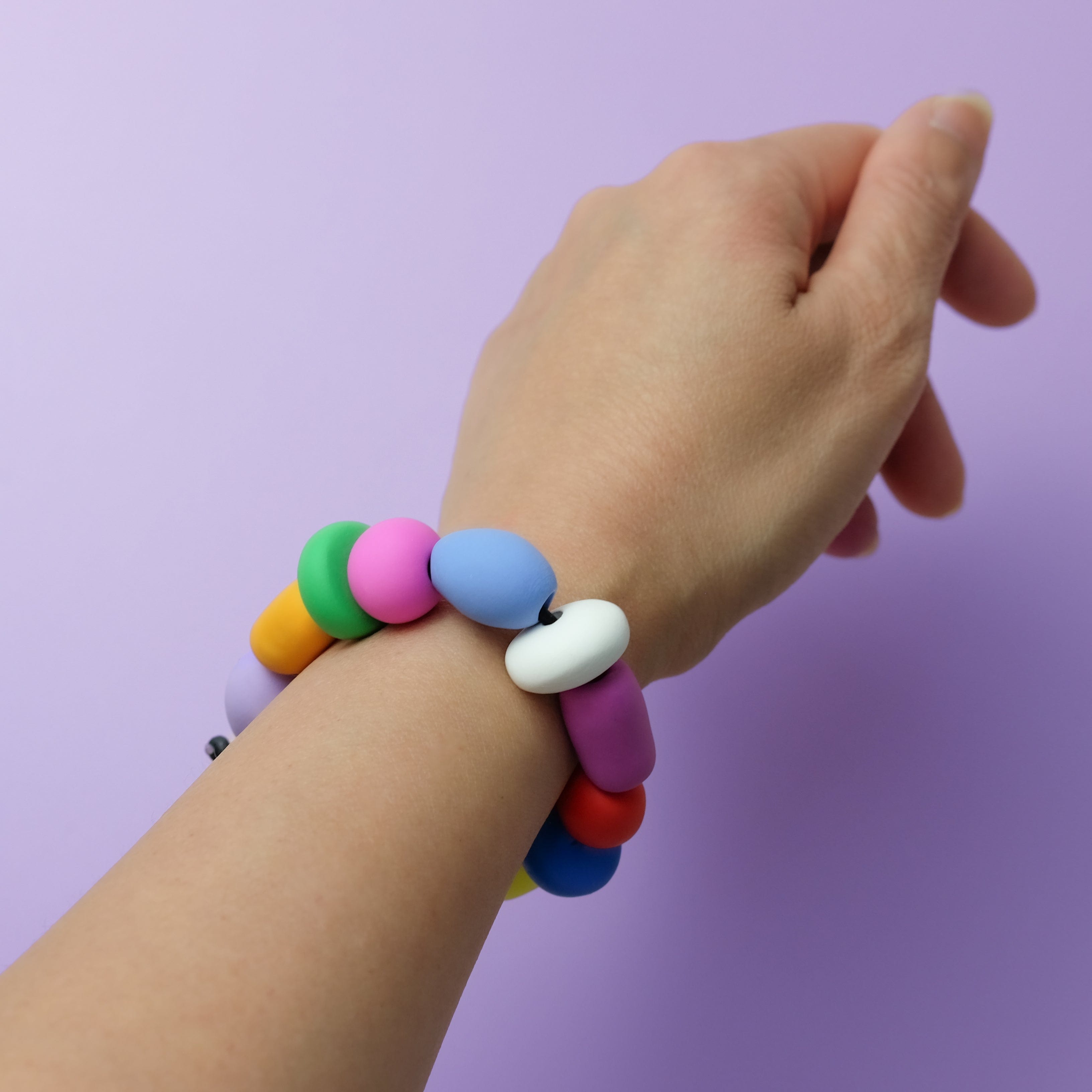 Hand-made mixed beaded bracelet with multi-colored colorful chunky beads!