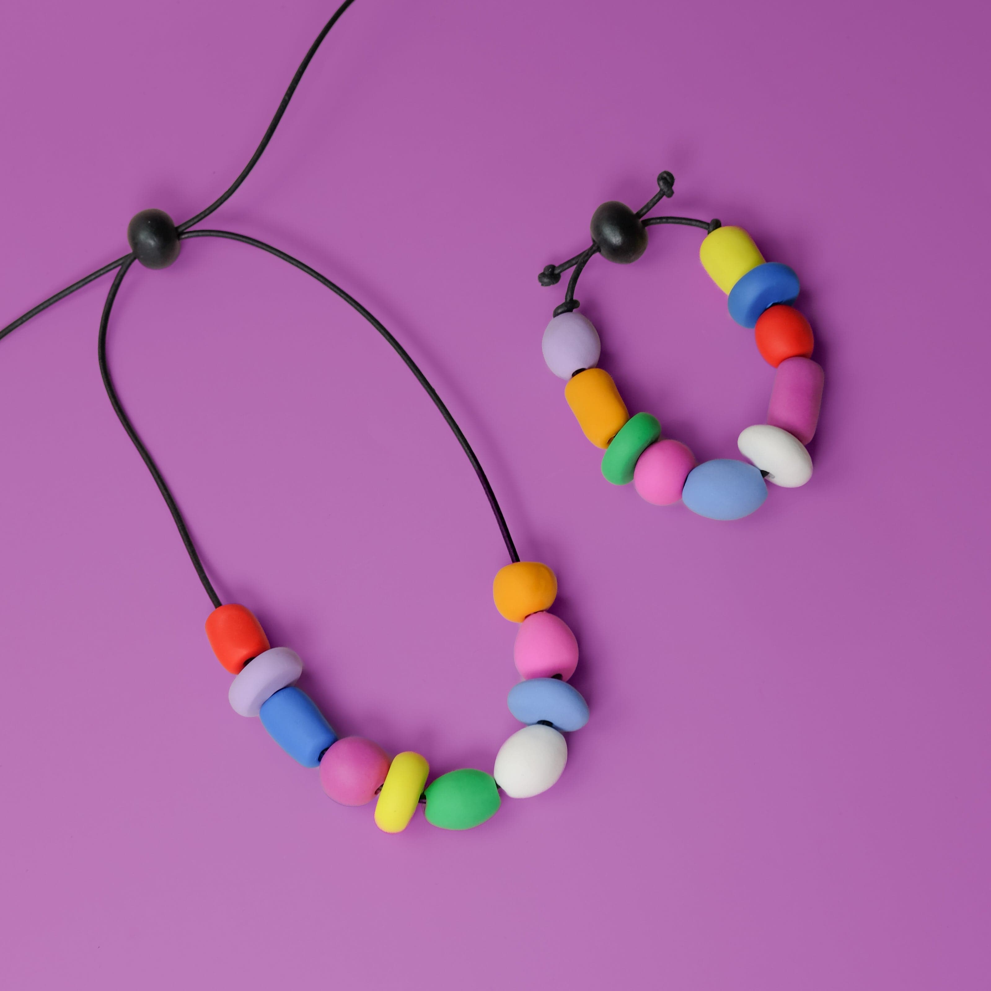 Hand-made mixed beaded bracelet with multi-colored colorful chunky beads!