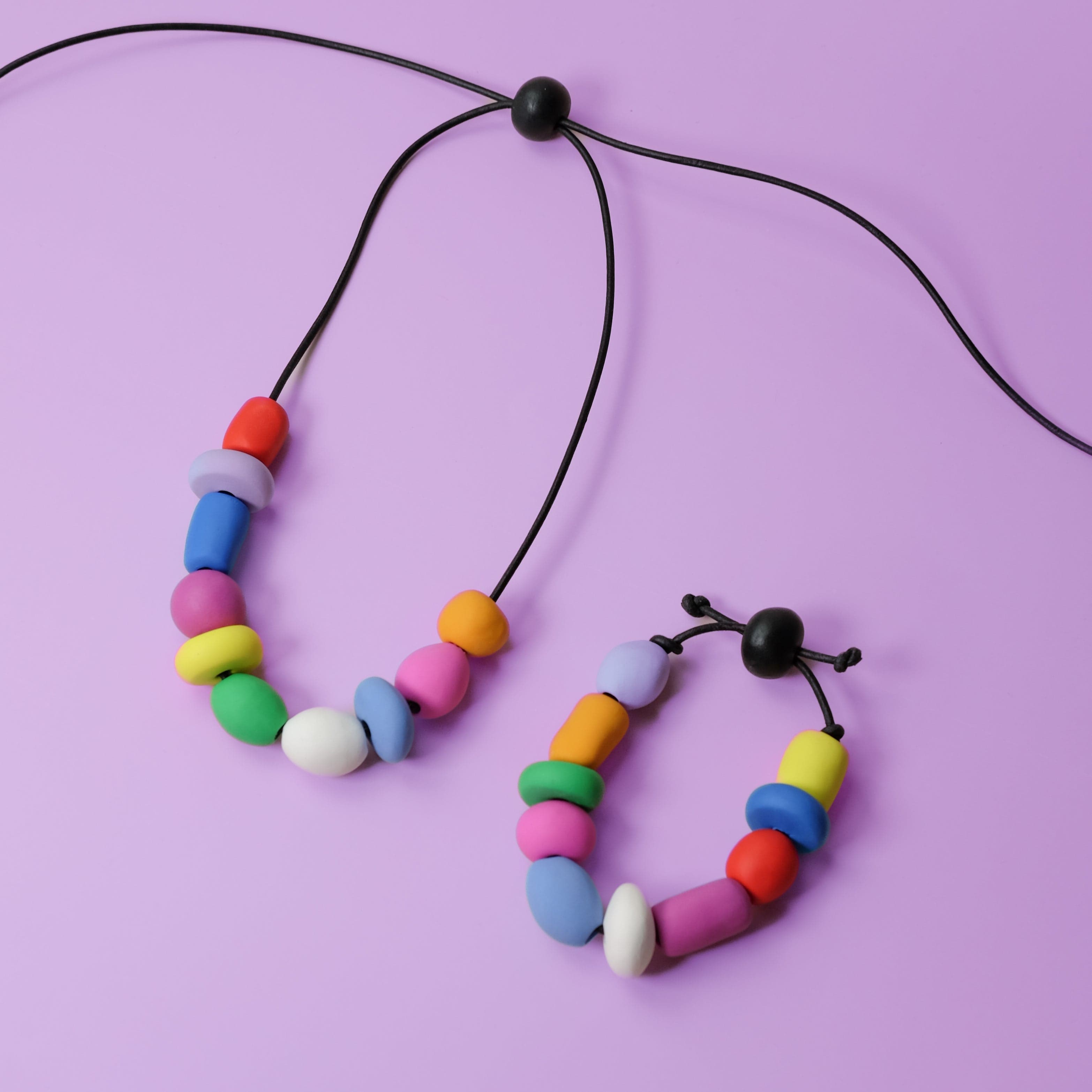 Hand-made mixed beaded bracelet with multi-colored colorful chunky beads!