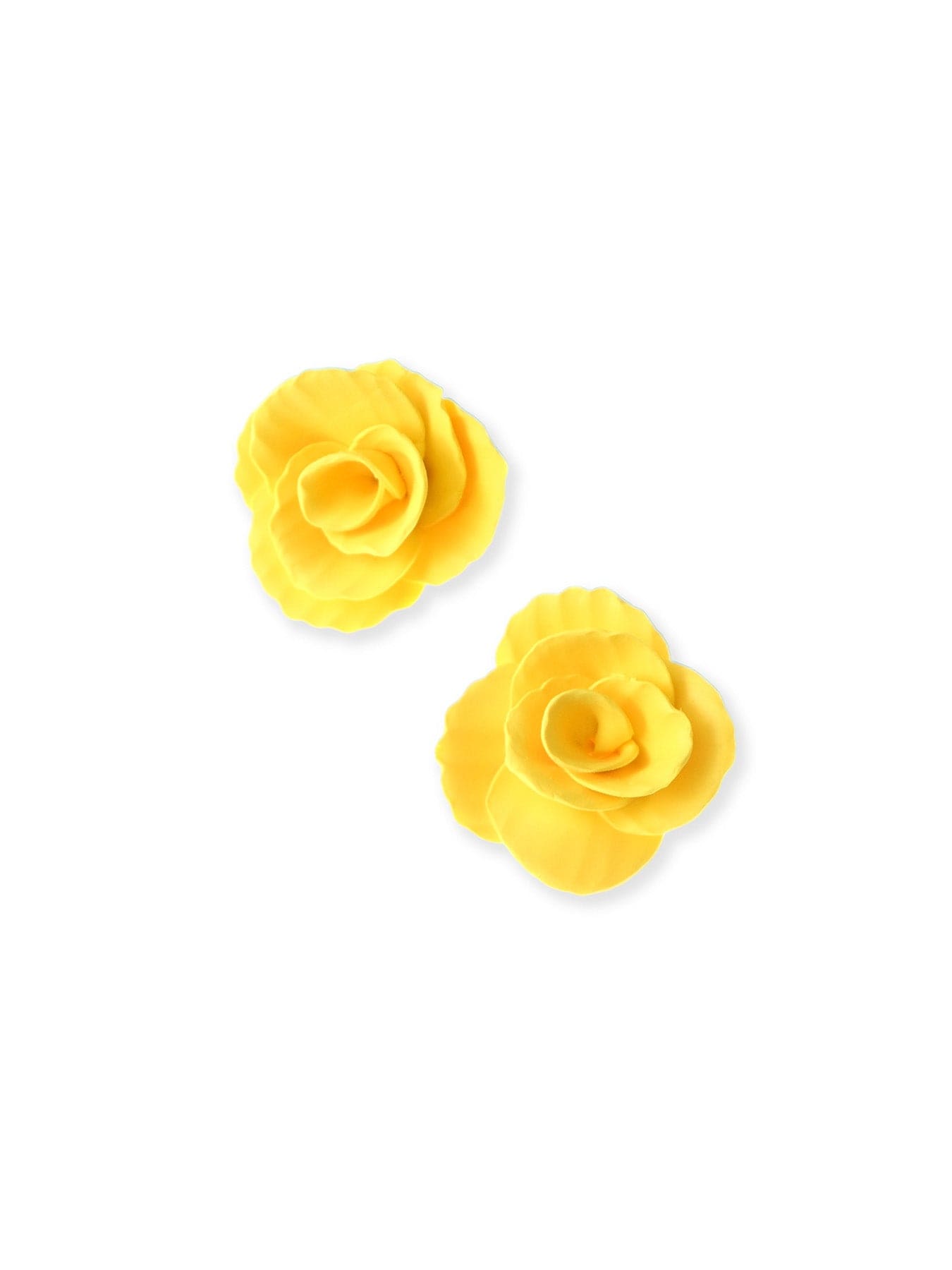 Rosette studs with sculpted, layered petals and a soft matte glow that catches the light just enough to feel fresh and polished. #color_yellow