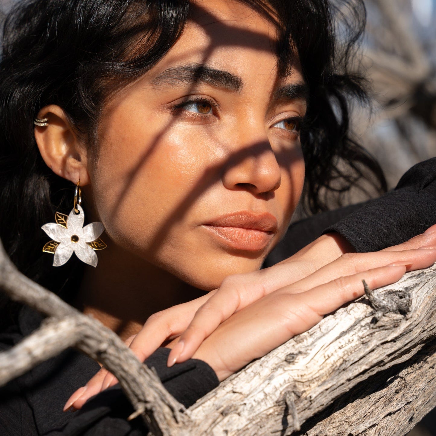 Sampaguita gold-filled hoop earrings