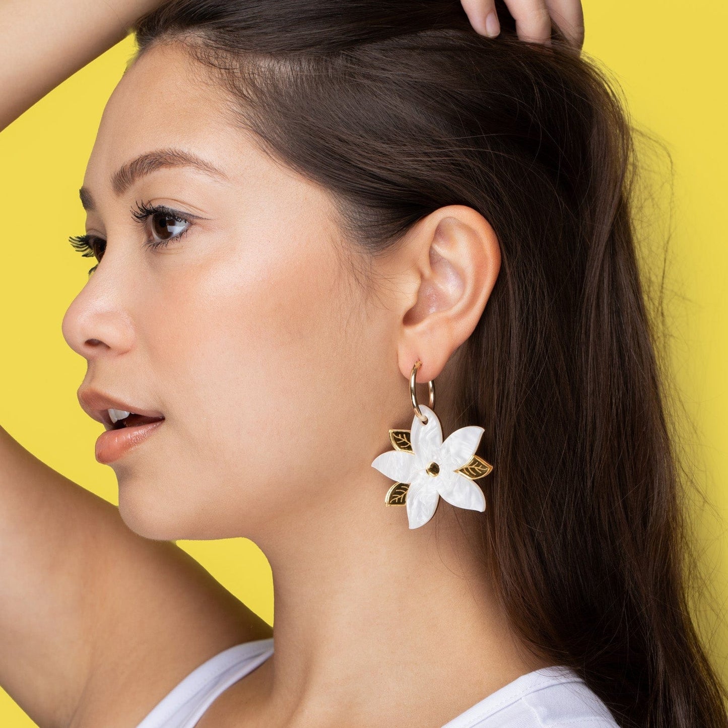 Sampaguita gold-filled hoop earrings