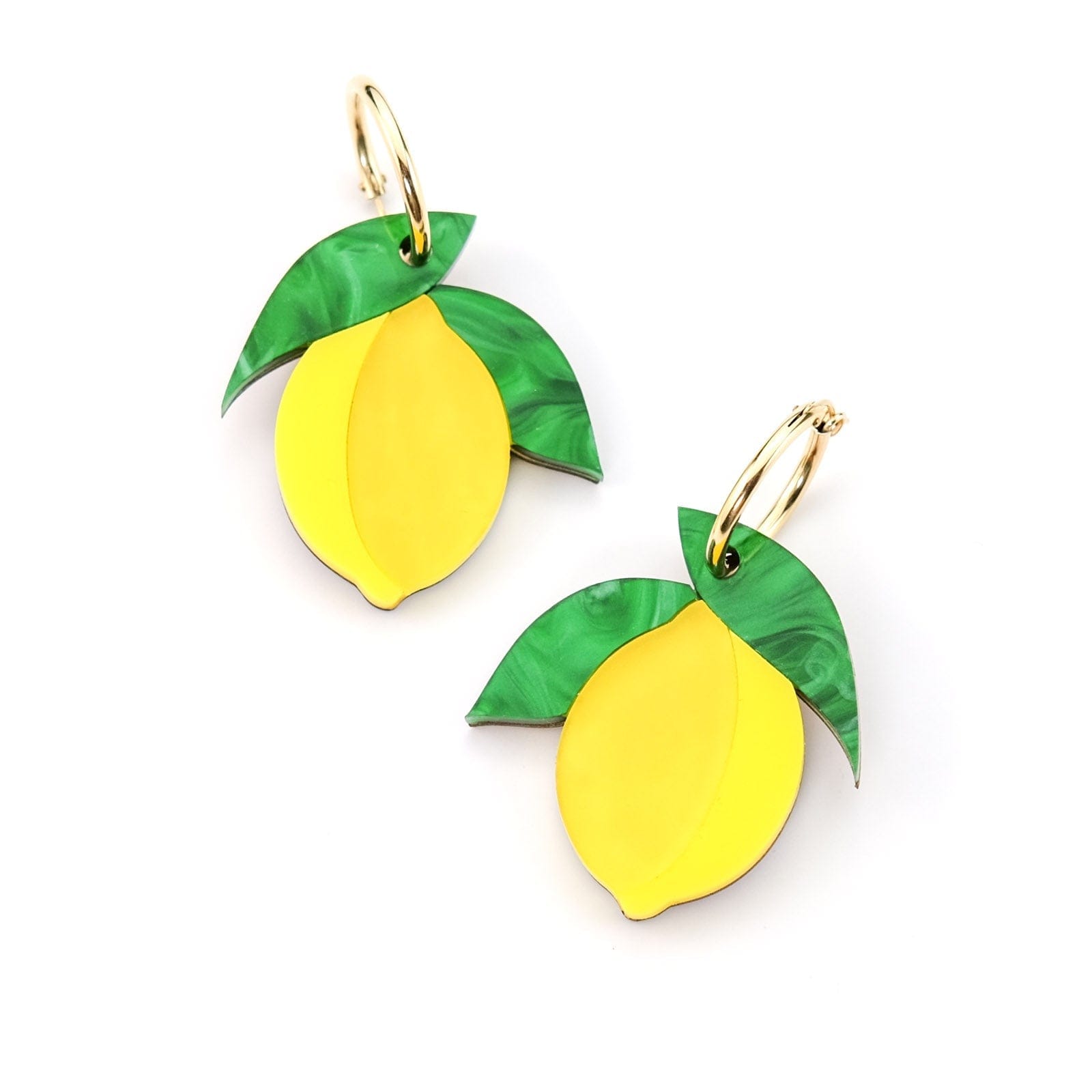 Sicilian lemon dangly earrings with gold-filled hoops