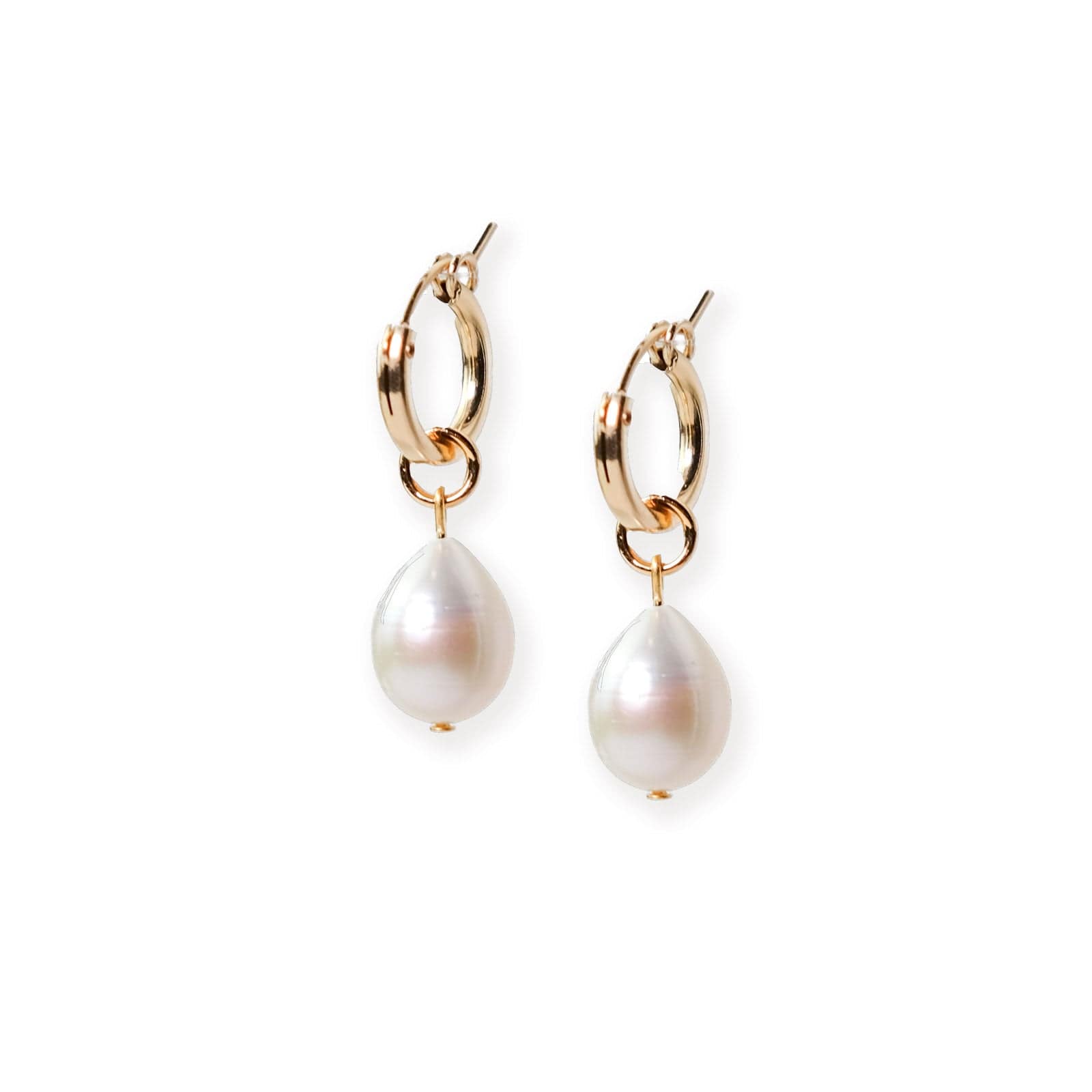 Freshwater Pearl Drop hoop charm earrings  #style_large-drop