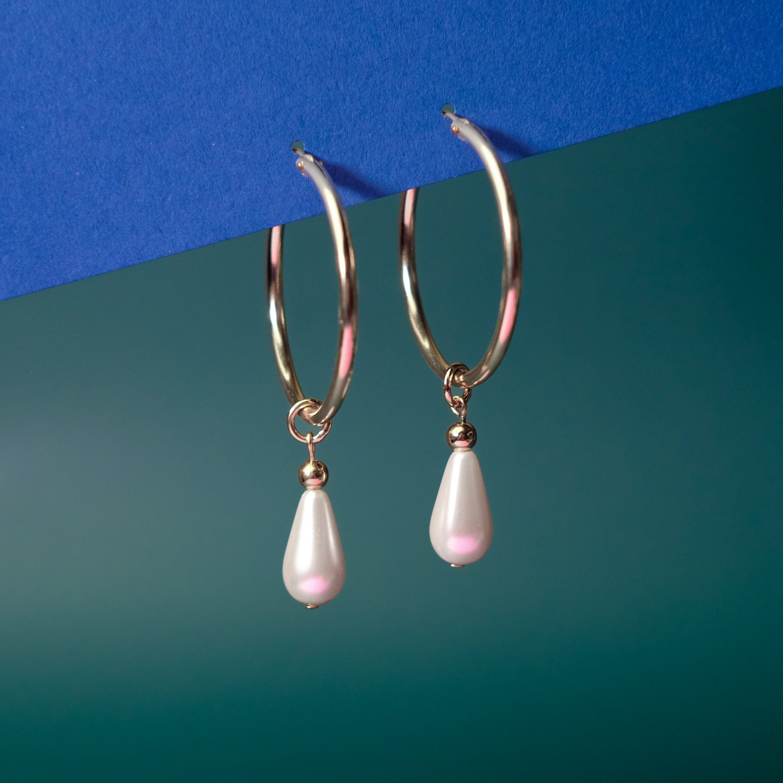 Pearl Drop hoop charm earrings #style_teardrop