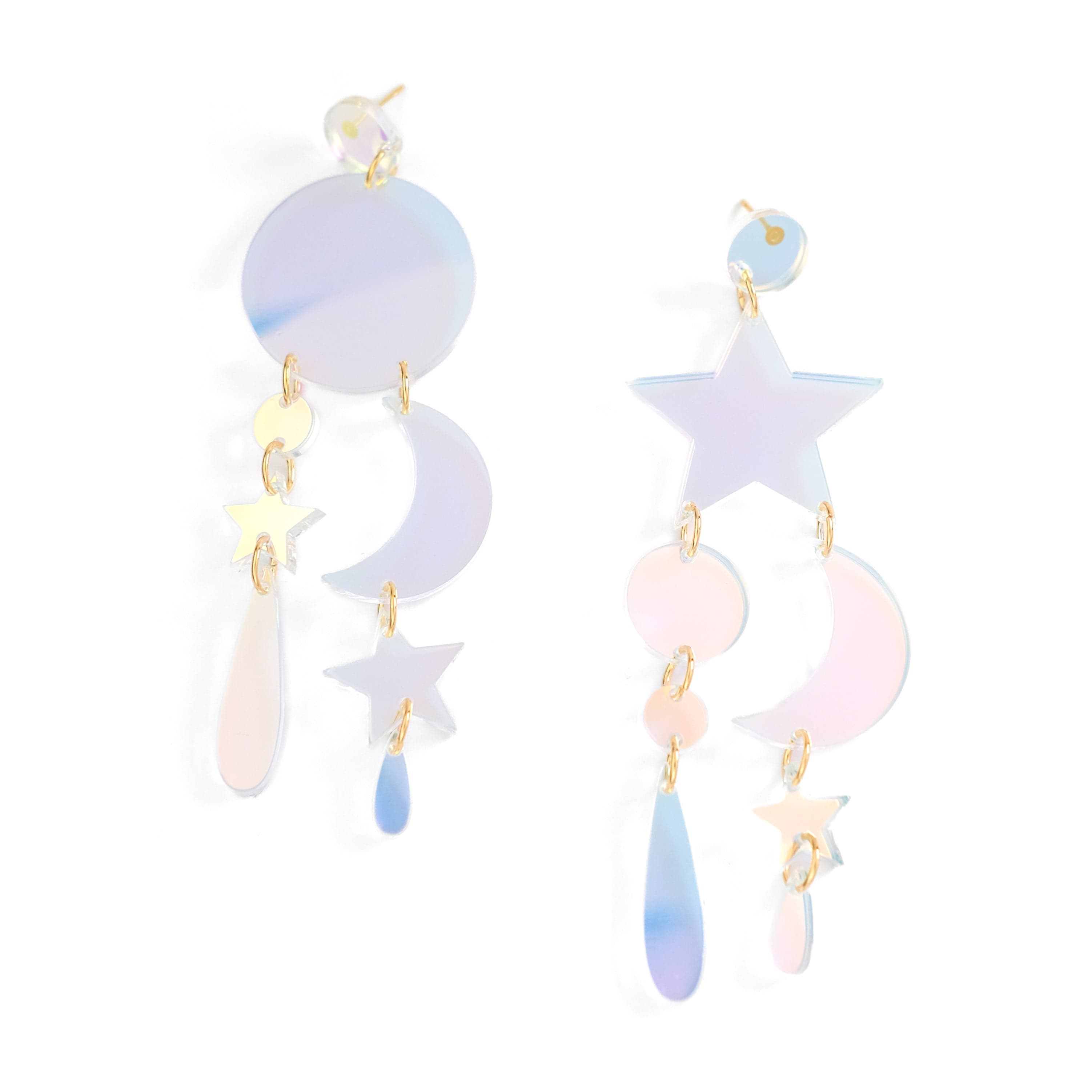 Celestial hand-made chandelier earrings in iridescent color #color_iridescent