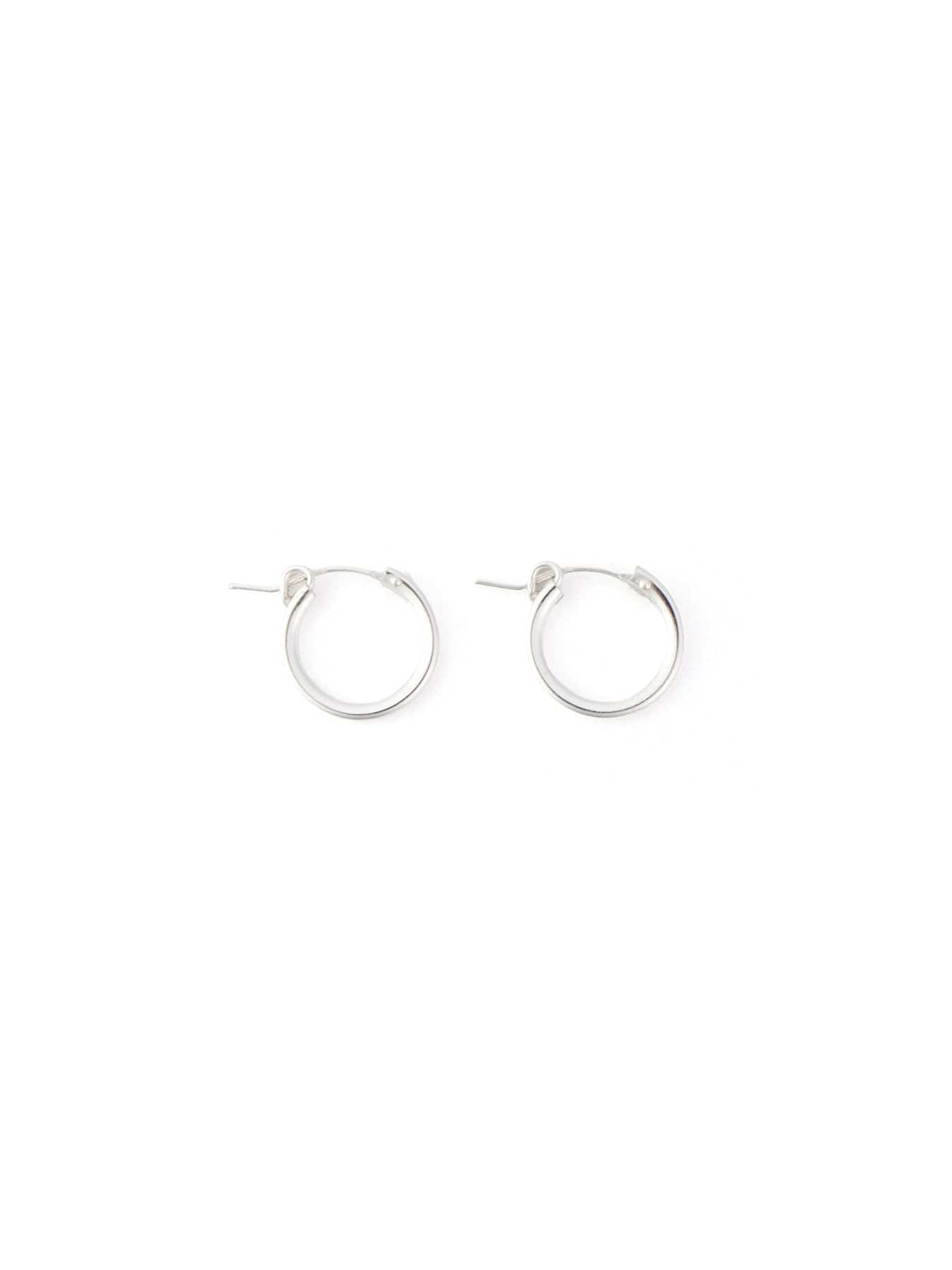 Sterling silver small hoop earrings, classic, polished, lightweight, hinged closure #color_silver