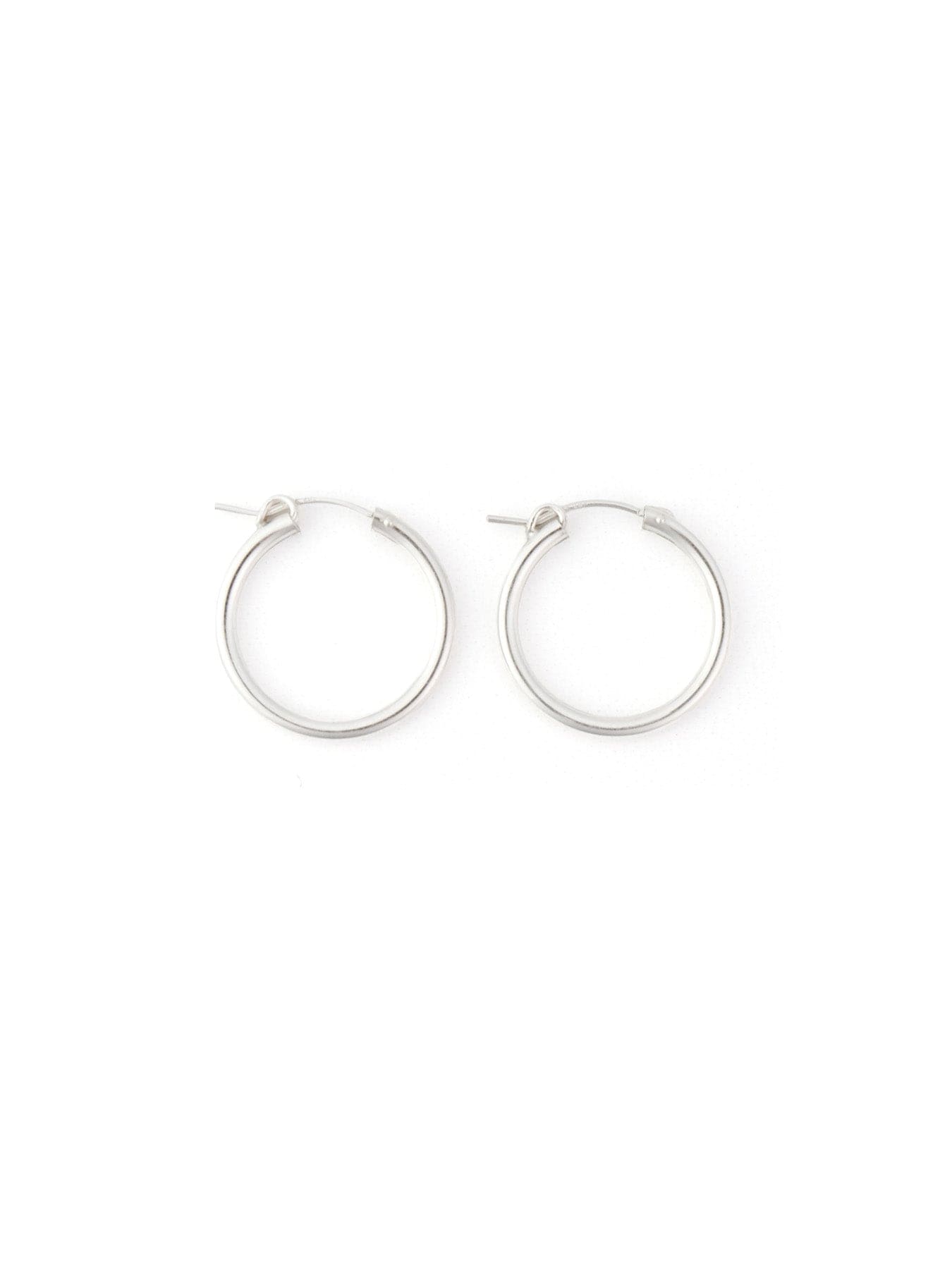 Sterling silver hoop earrings, glossy, lightweight, minimalist, classic round hoops #color_silver