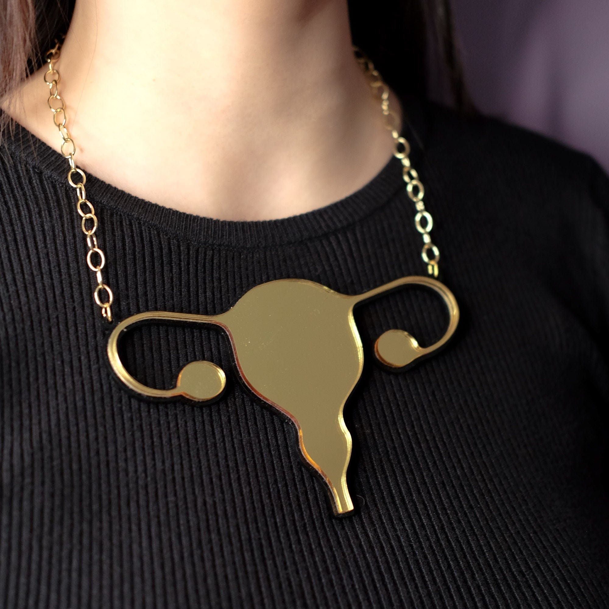 Uterus statement bib necklace #color_gold