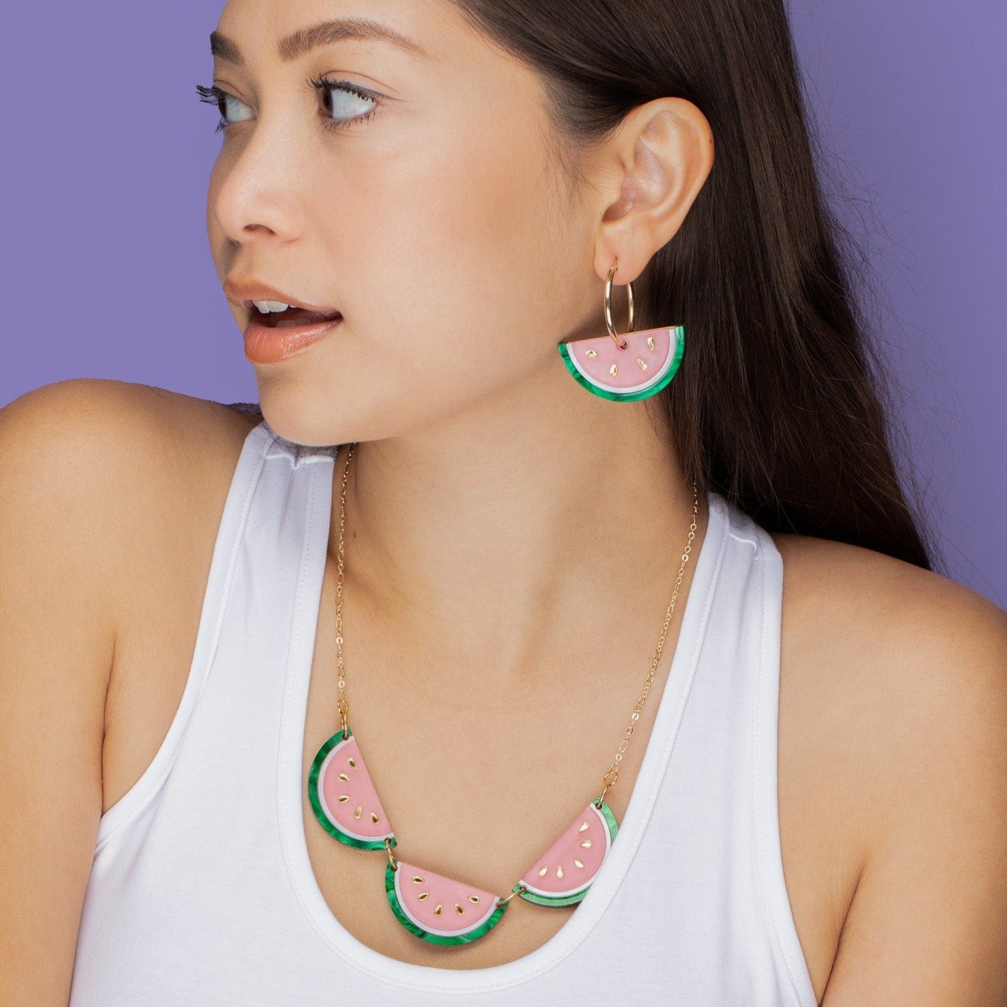 Watermelon slice necklace hand-made