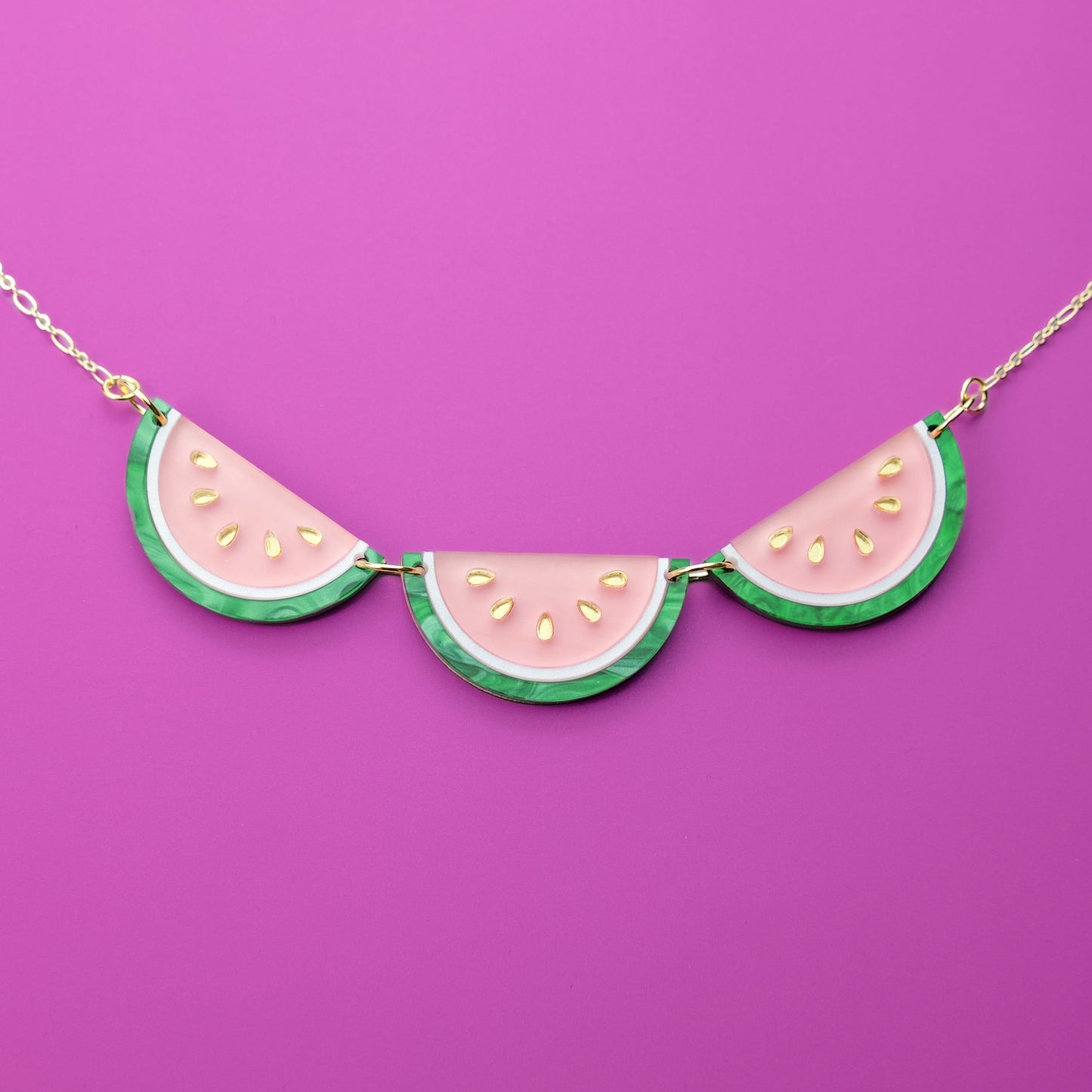 Watermelon slice necklace hand-made