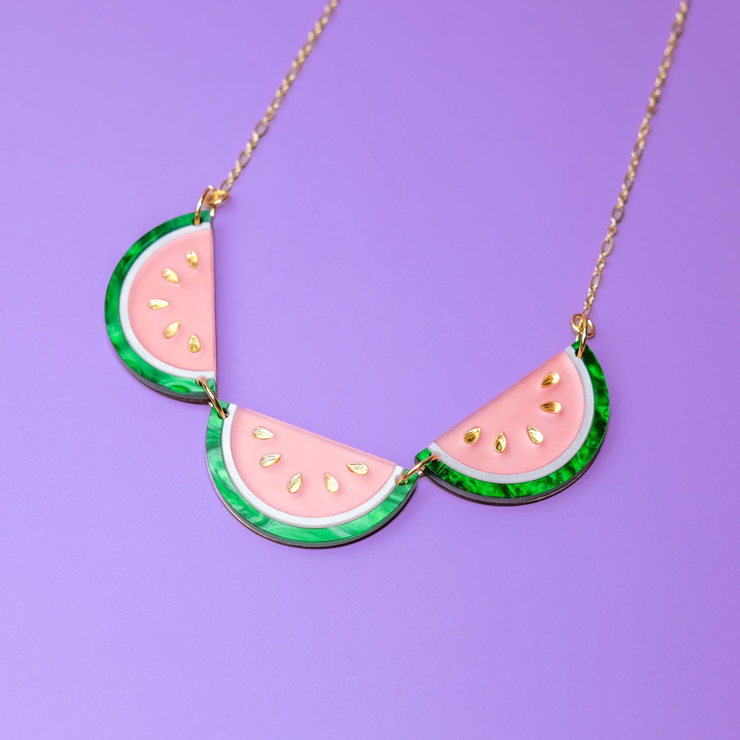 Watermelon slice necklace hand-made