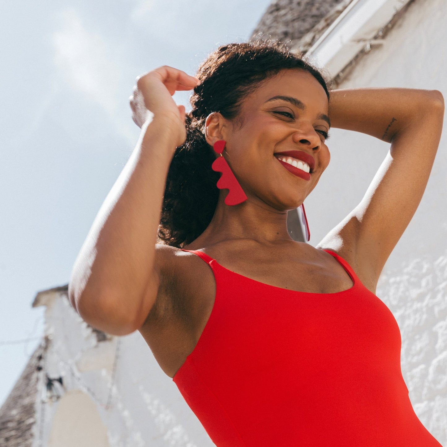 Funky and fabulous Red Wiggles statement earrings  #color_red