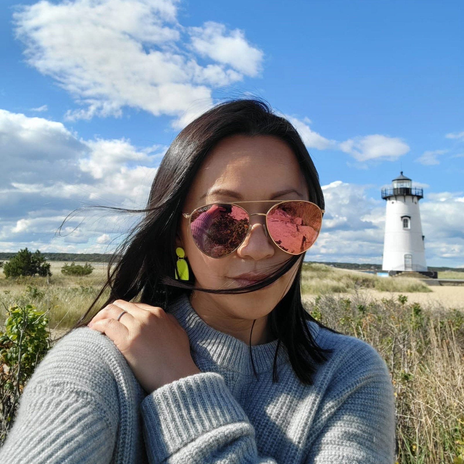 Fun and elegant dome-shaped Alexa Domes dangly earrings in neon yellow #color_neon-yellow