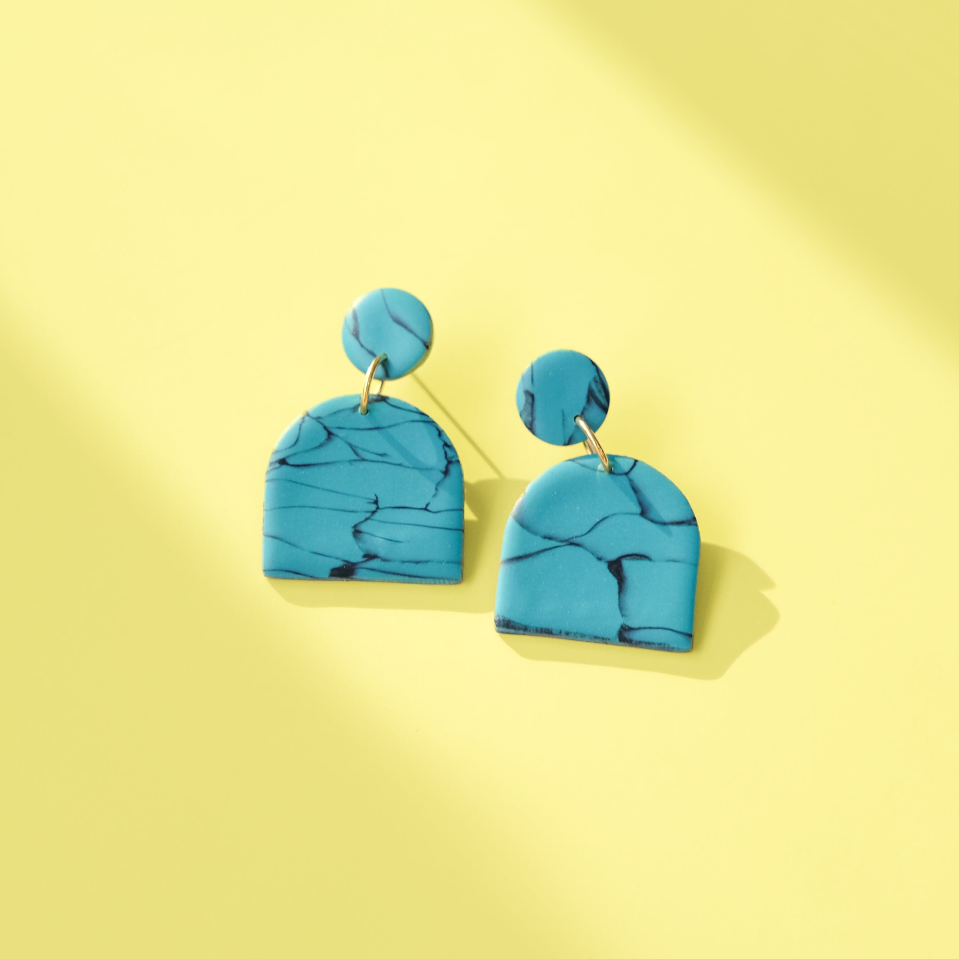 Alexa Domes dangly earrings in turquoise stone #color_turquoise