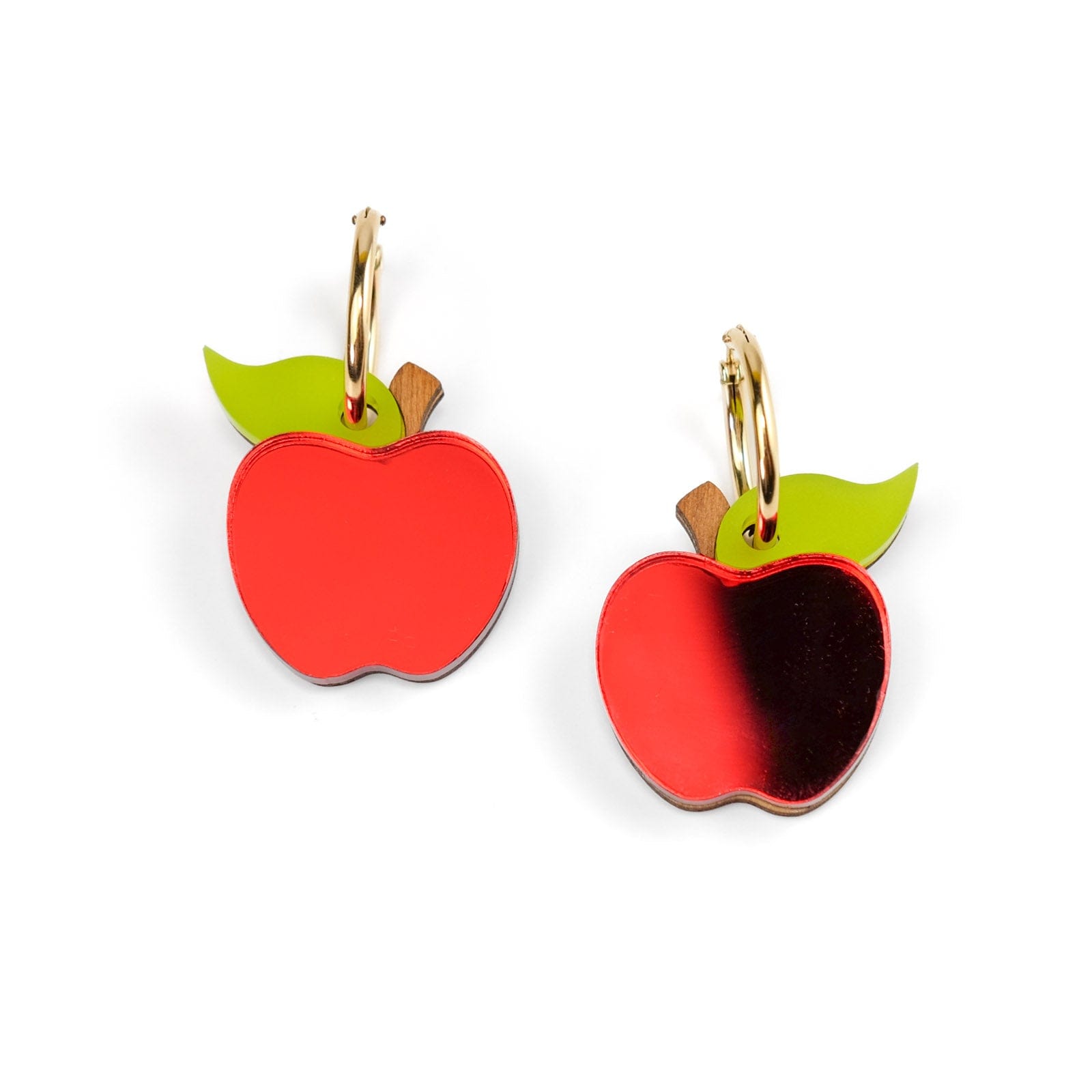 Cute apple gold-filled hoop dangly earrings