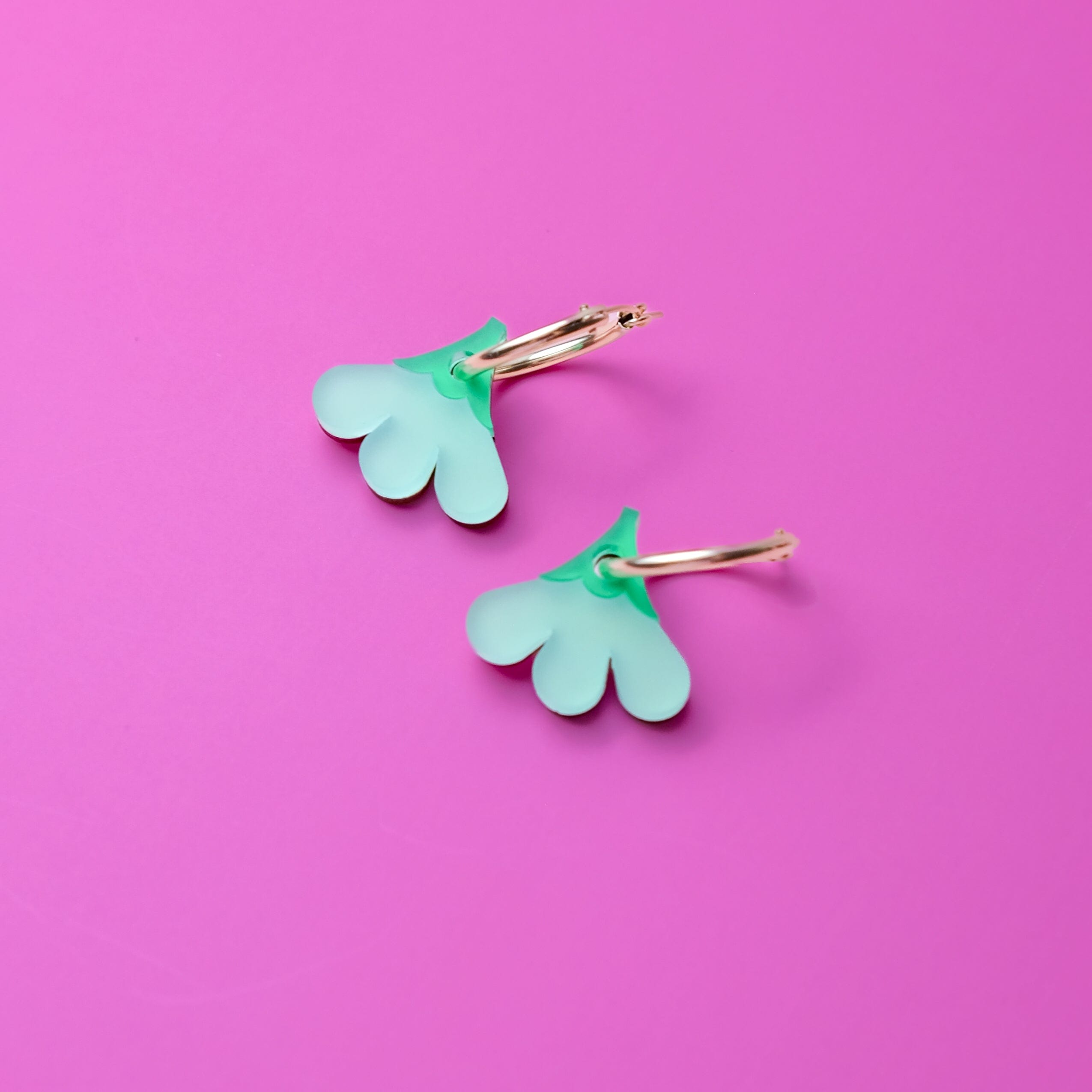 Cute and dainty Baby daisy gold-filled hoop earrings #color_light-green