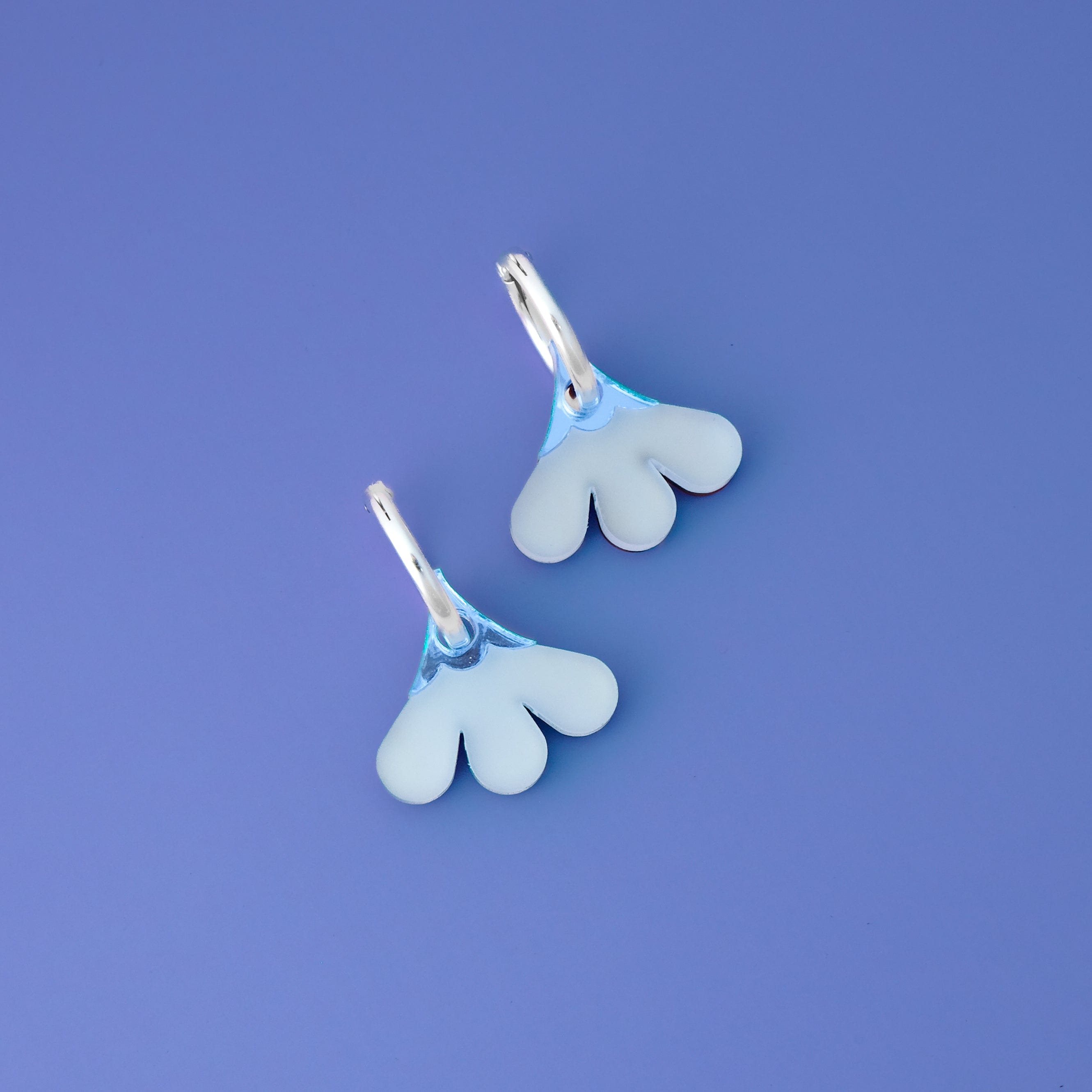 Cute and dainty Baby daisy gold-filled hoop earrings #color_light-blue