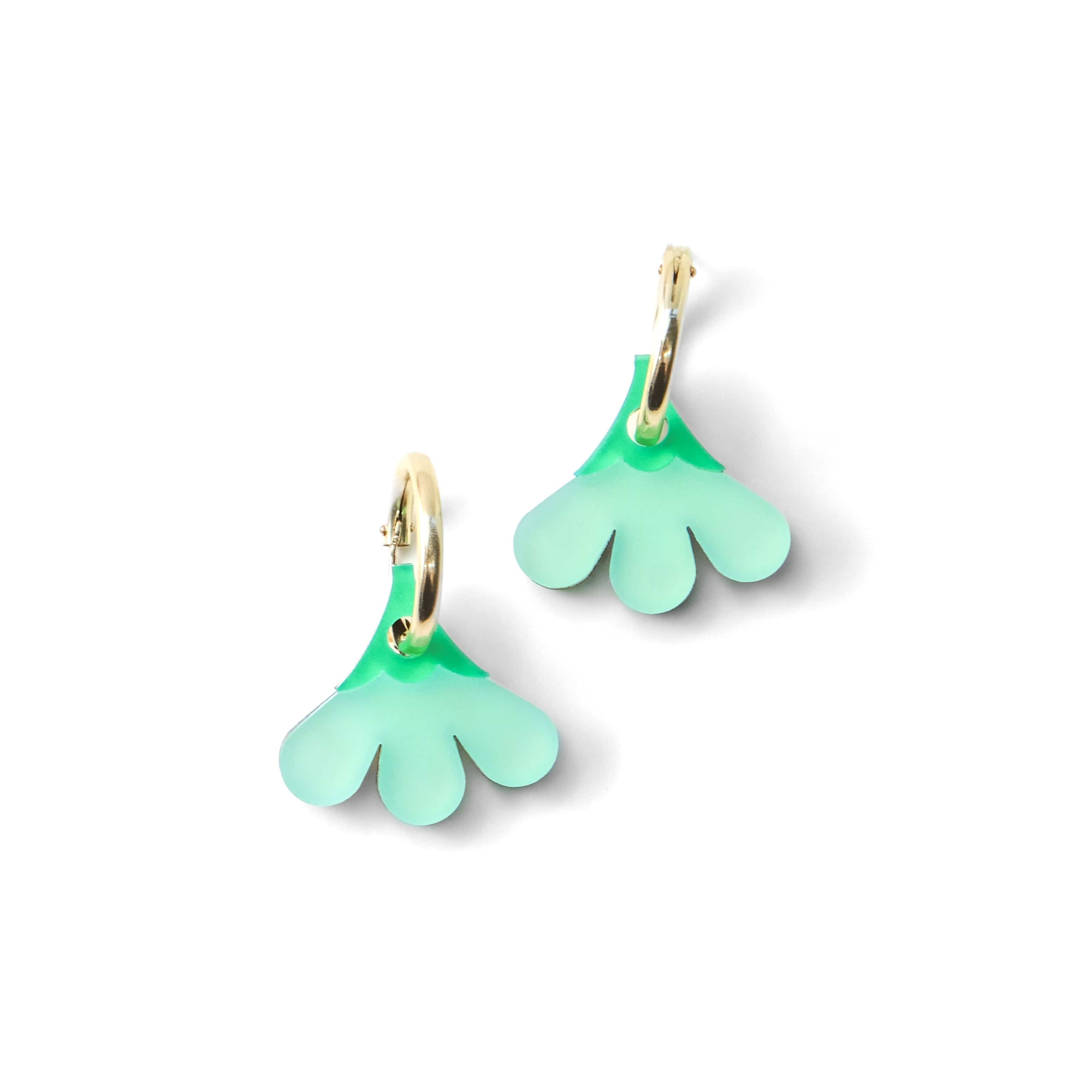 Cute and dainty Baby daisy gold-filled hoop earrings #color_light-green
