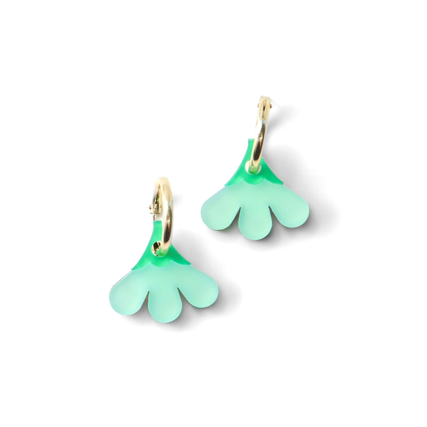 Cute and dainty Baby daisy gold-filled hoop earrings #color_light-green