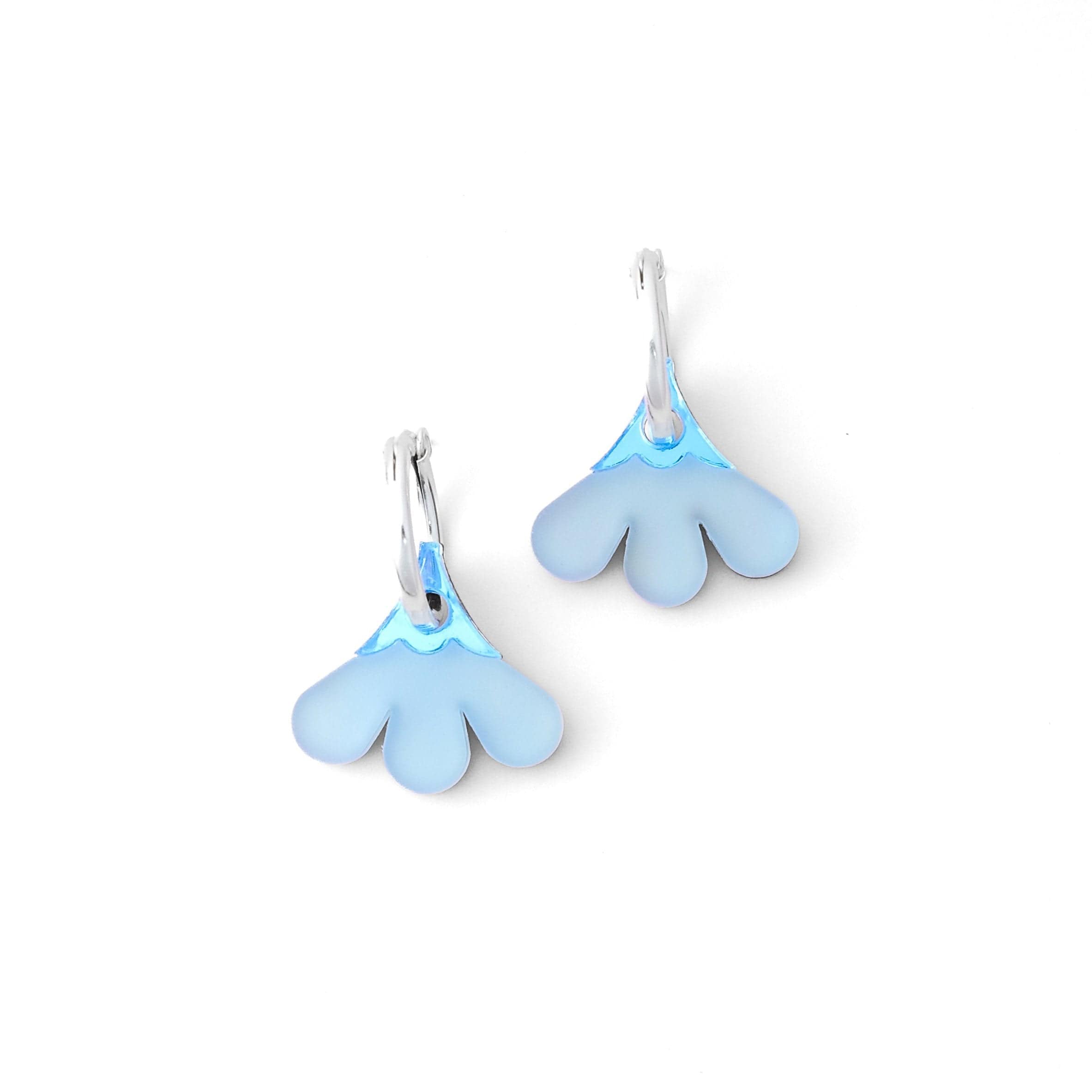 Cute and dainty Baby daisy gold-filled hoop earrings #color_light-blue