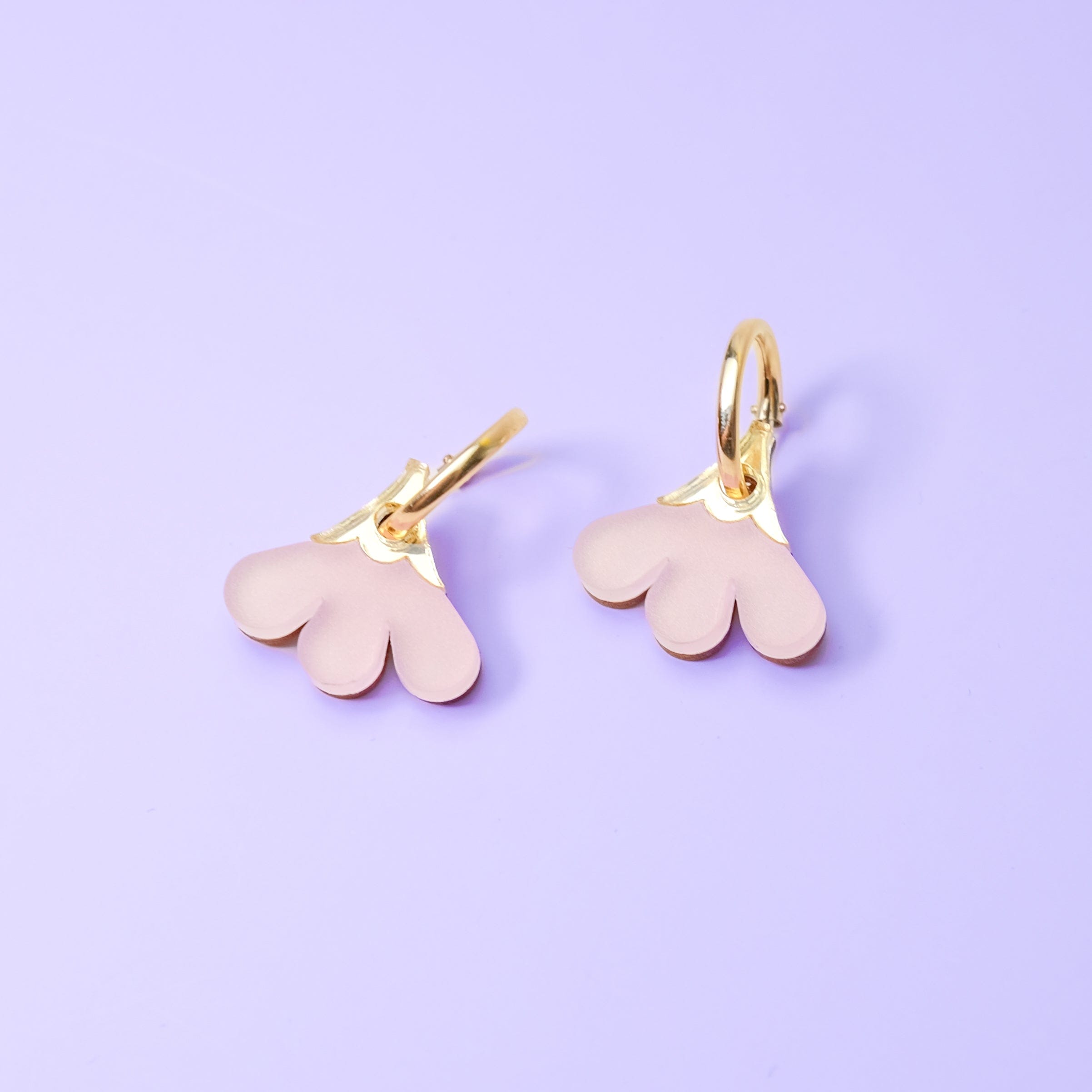 Baby daisy gold-filled hoop earring charms #color_mauve