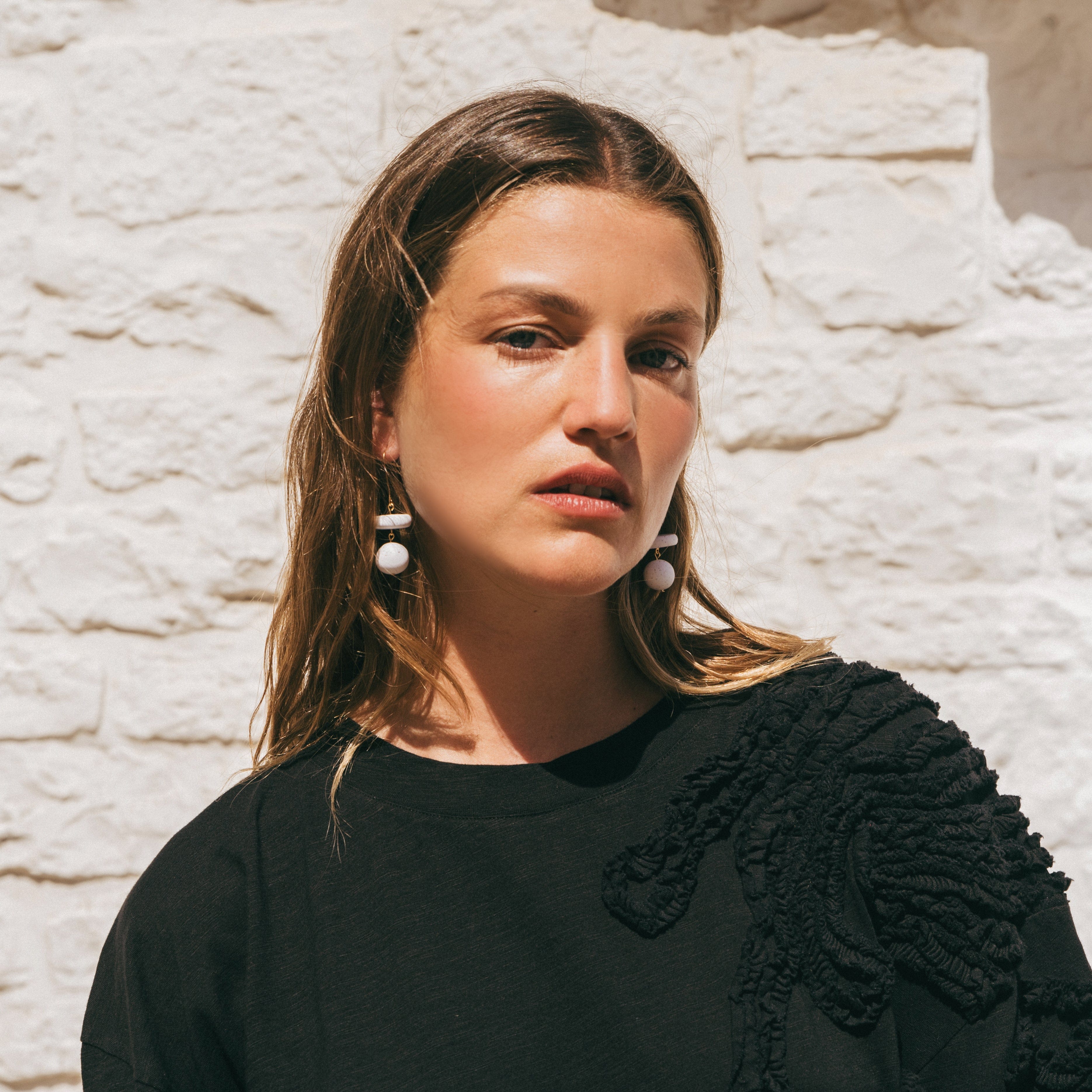 versatile, every day handmade bead dangle statement earrings #color_granite