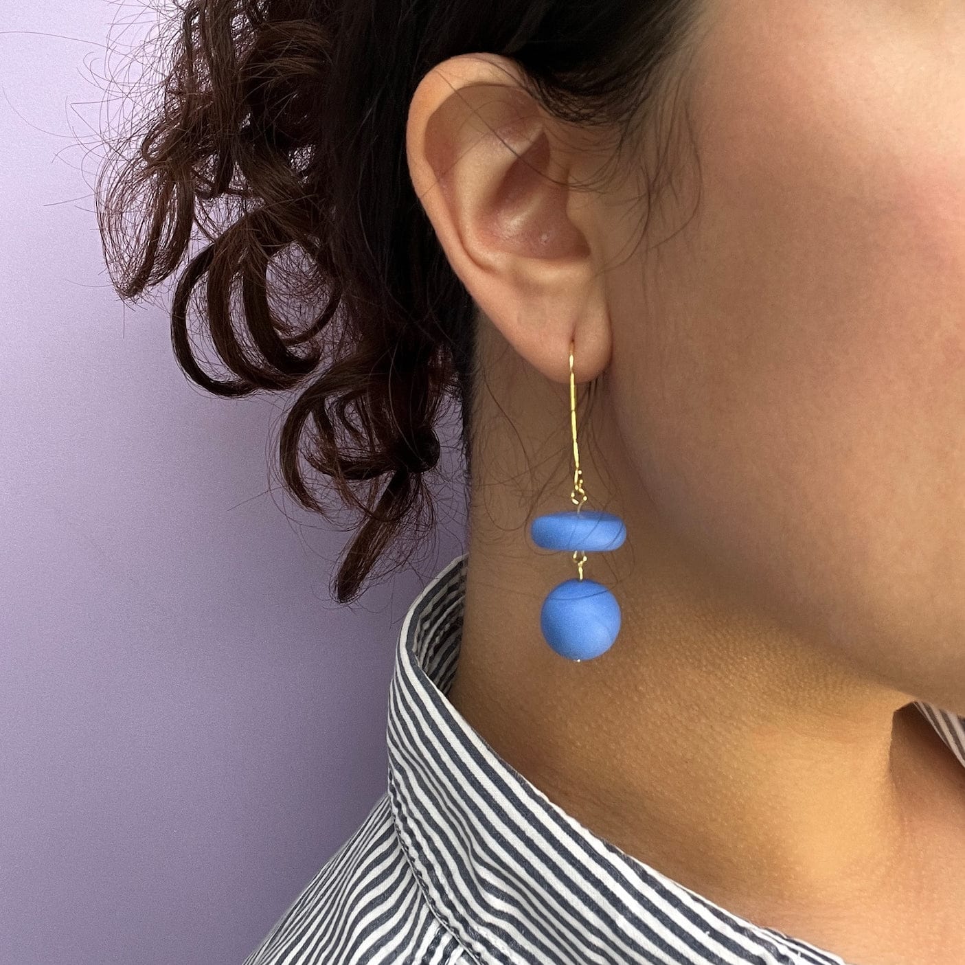 versatile, every day handmade bead dangle statement earrings #color_cornflower-blue