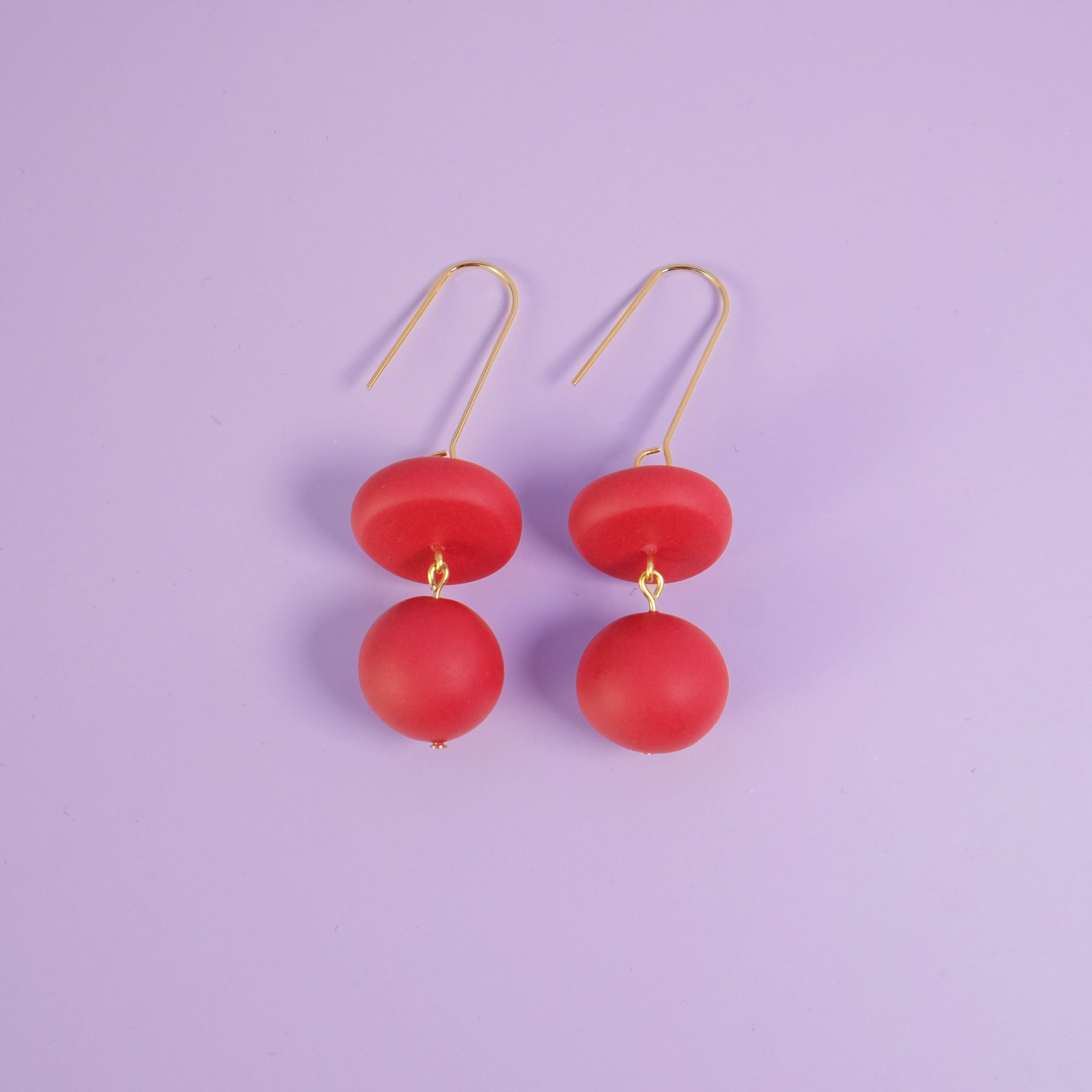 versatile, every day handmade bead dangle statement earrings #color_red
