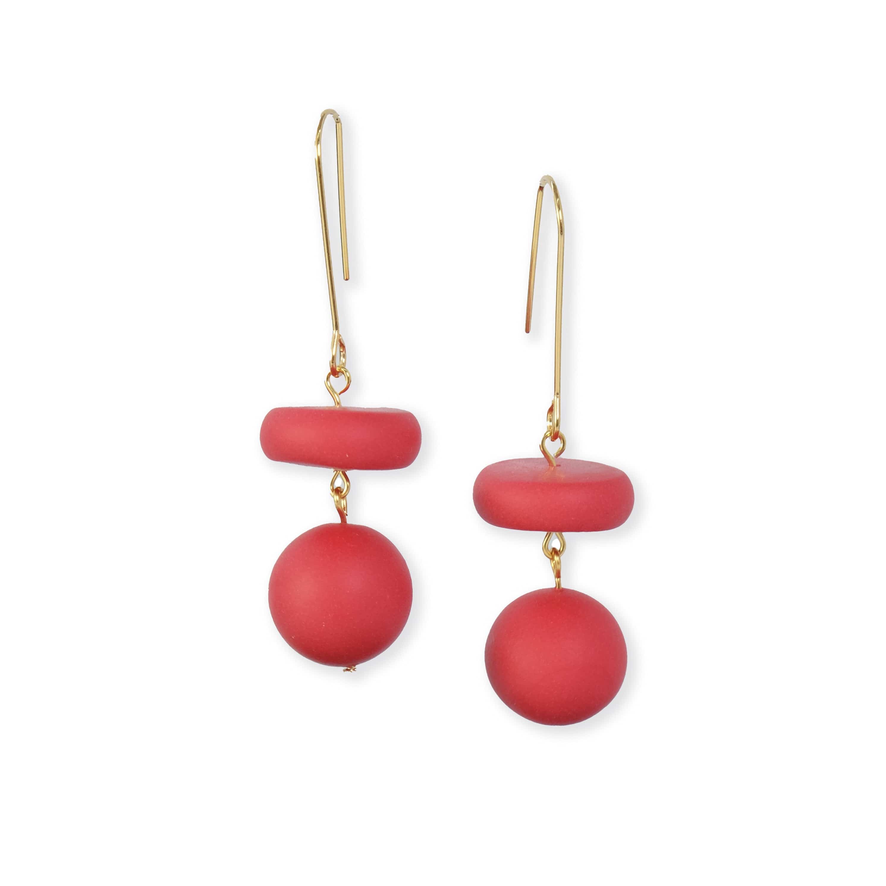versatile, every day handmade bead dangle statement earrings #color_red