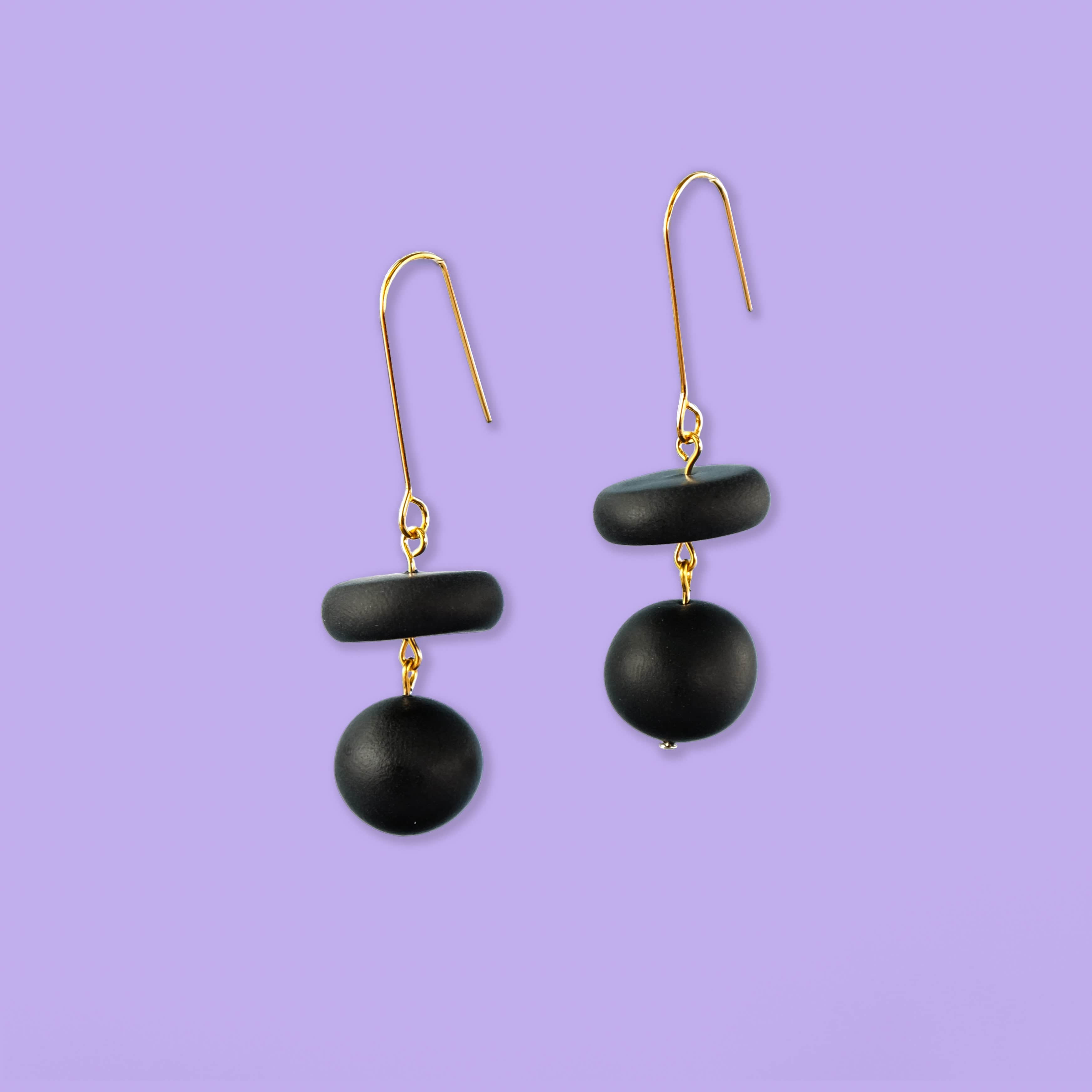 versatile, every day handmade bead dangle statement earrings #color_black