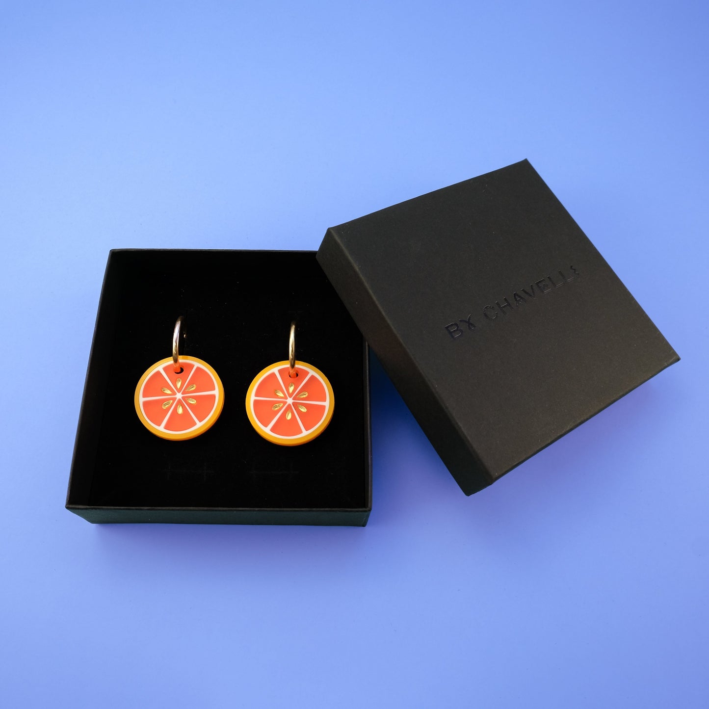 Blood Orange dangly hoop earrings