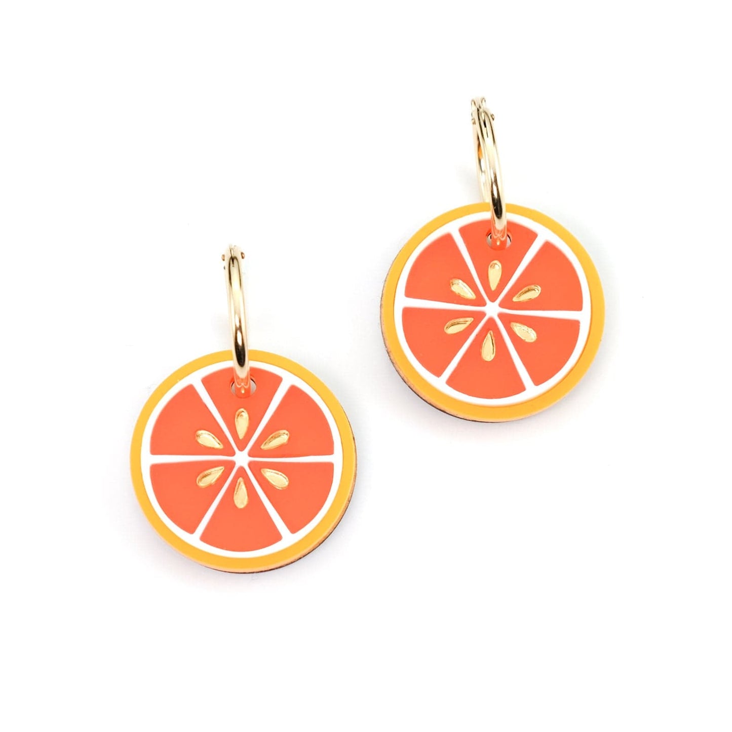 Blood Orange dangly earrings with gold-filled hoops